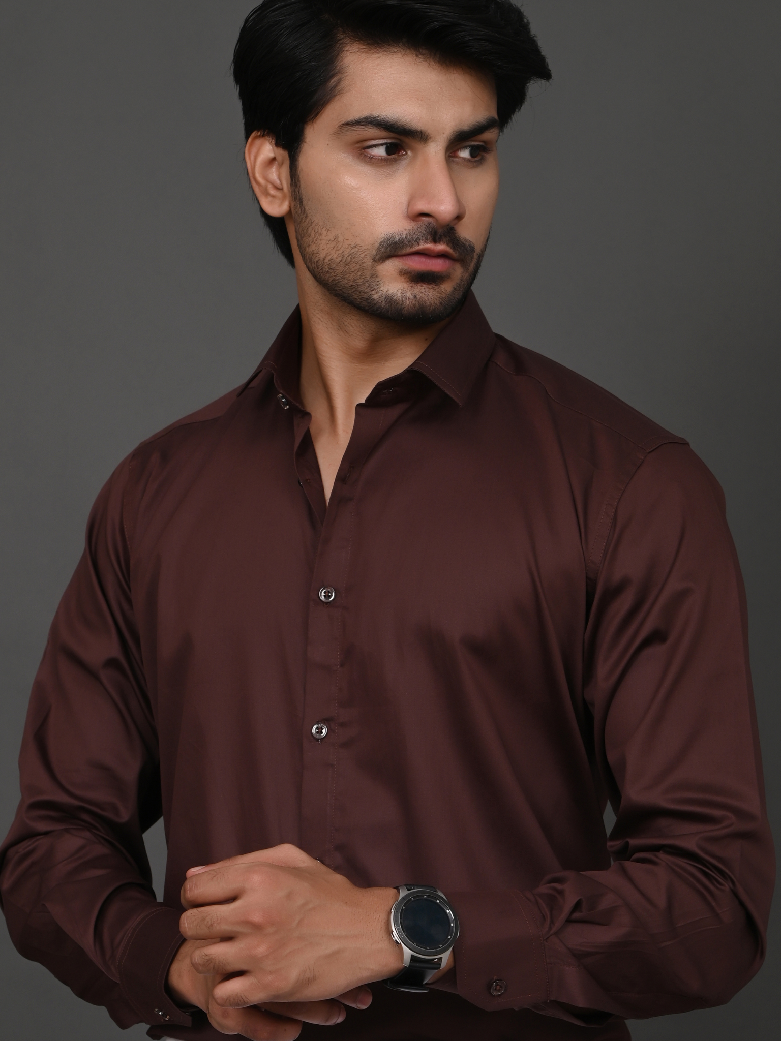 Cocoa Brown Elite Satin Shirt