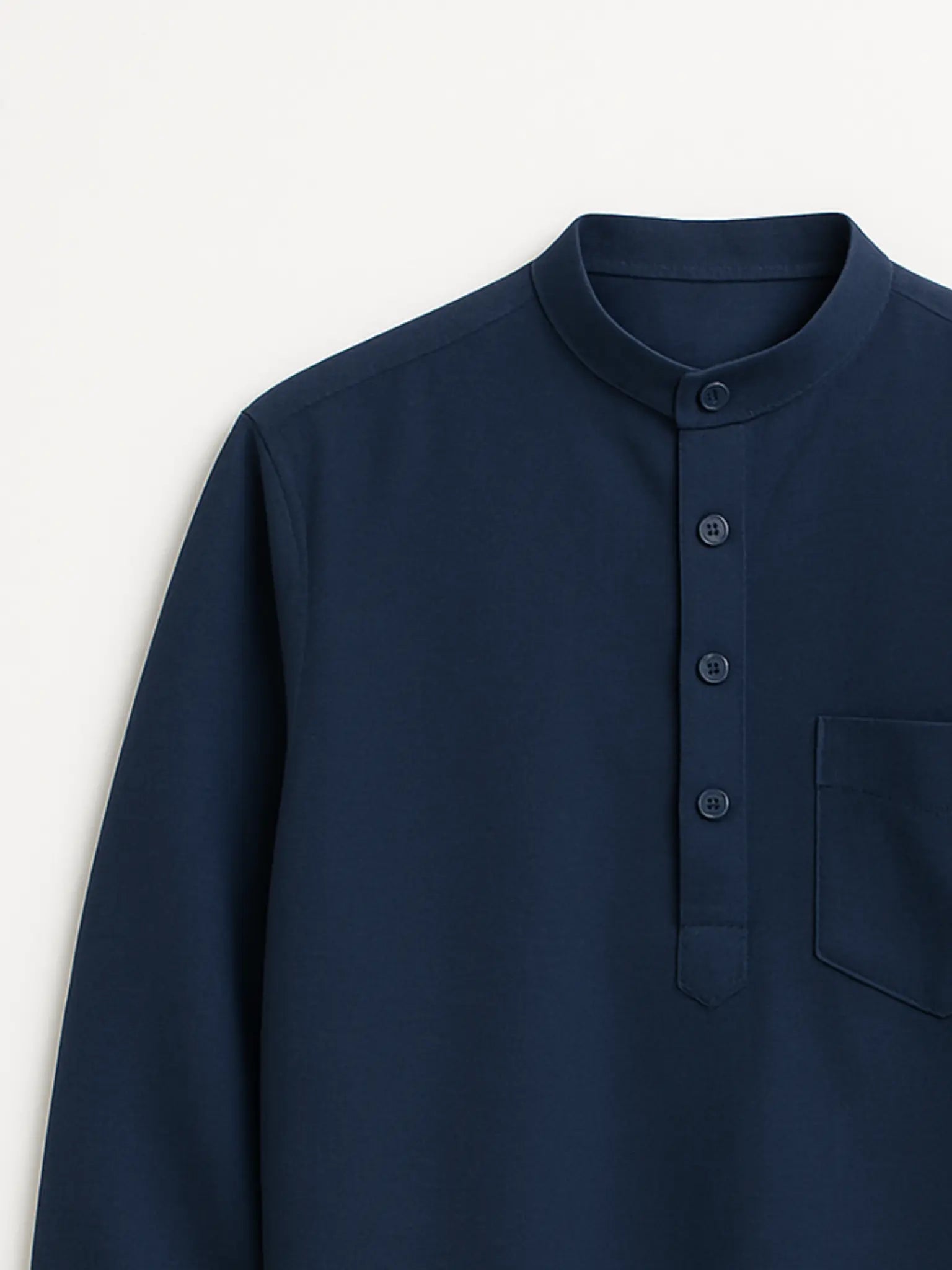 Navy Blue Linen Blend textured Short Kurta