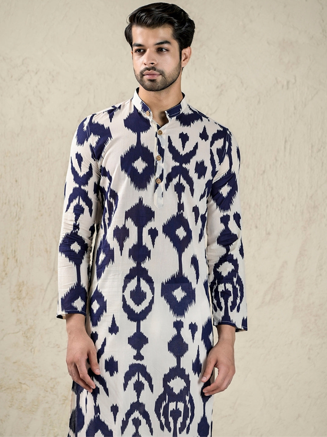 Navy Ikat Printed Kurta and pyjama set