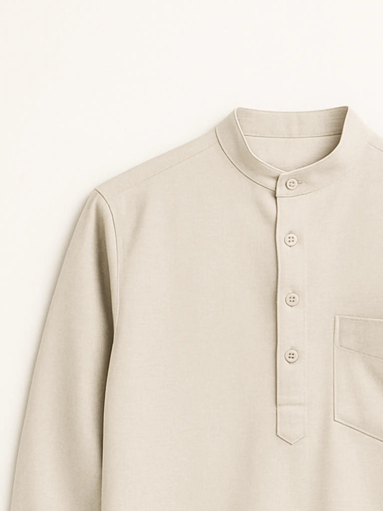 Beige Linen Blend textured Short Kurta