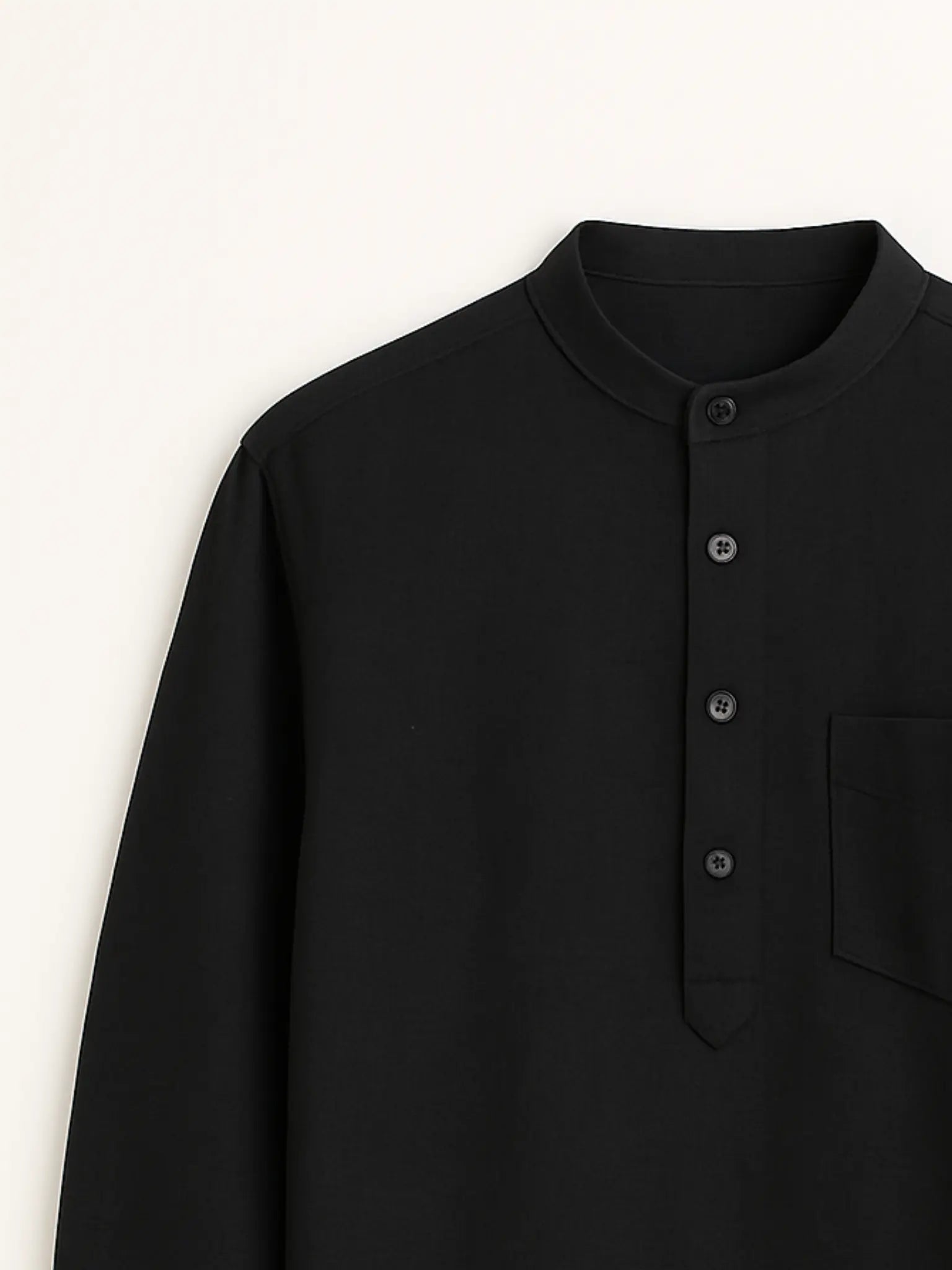 Black Linen Blend textured Short Kurta
