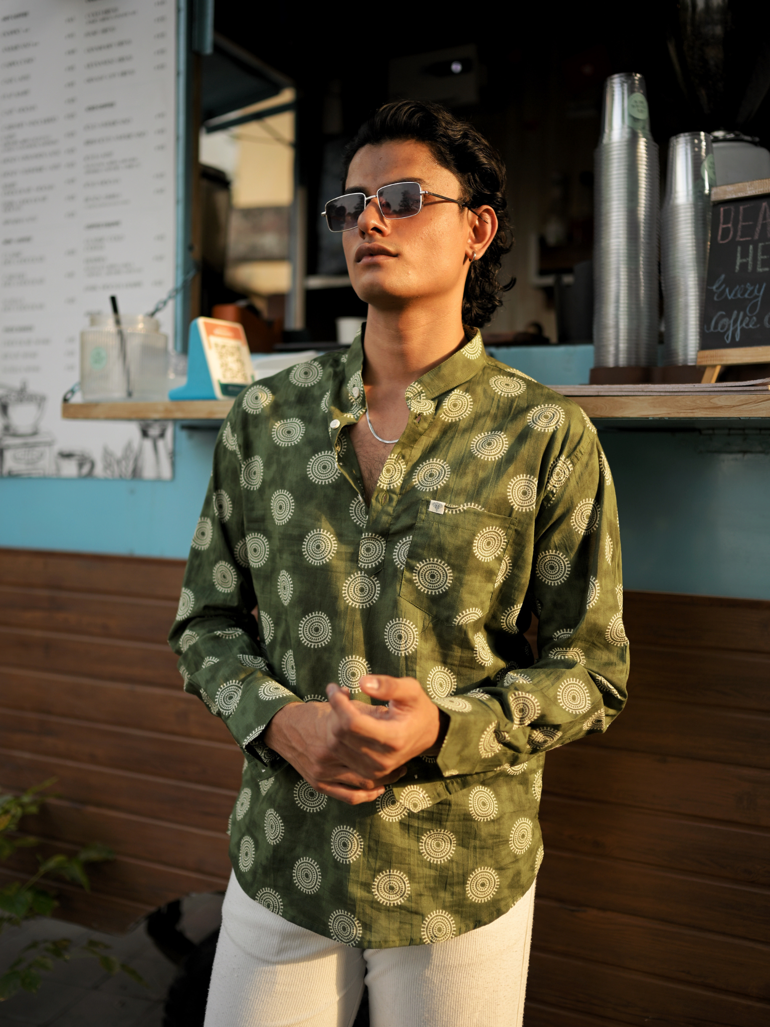 Olive Orbit Short Kurta