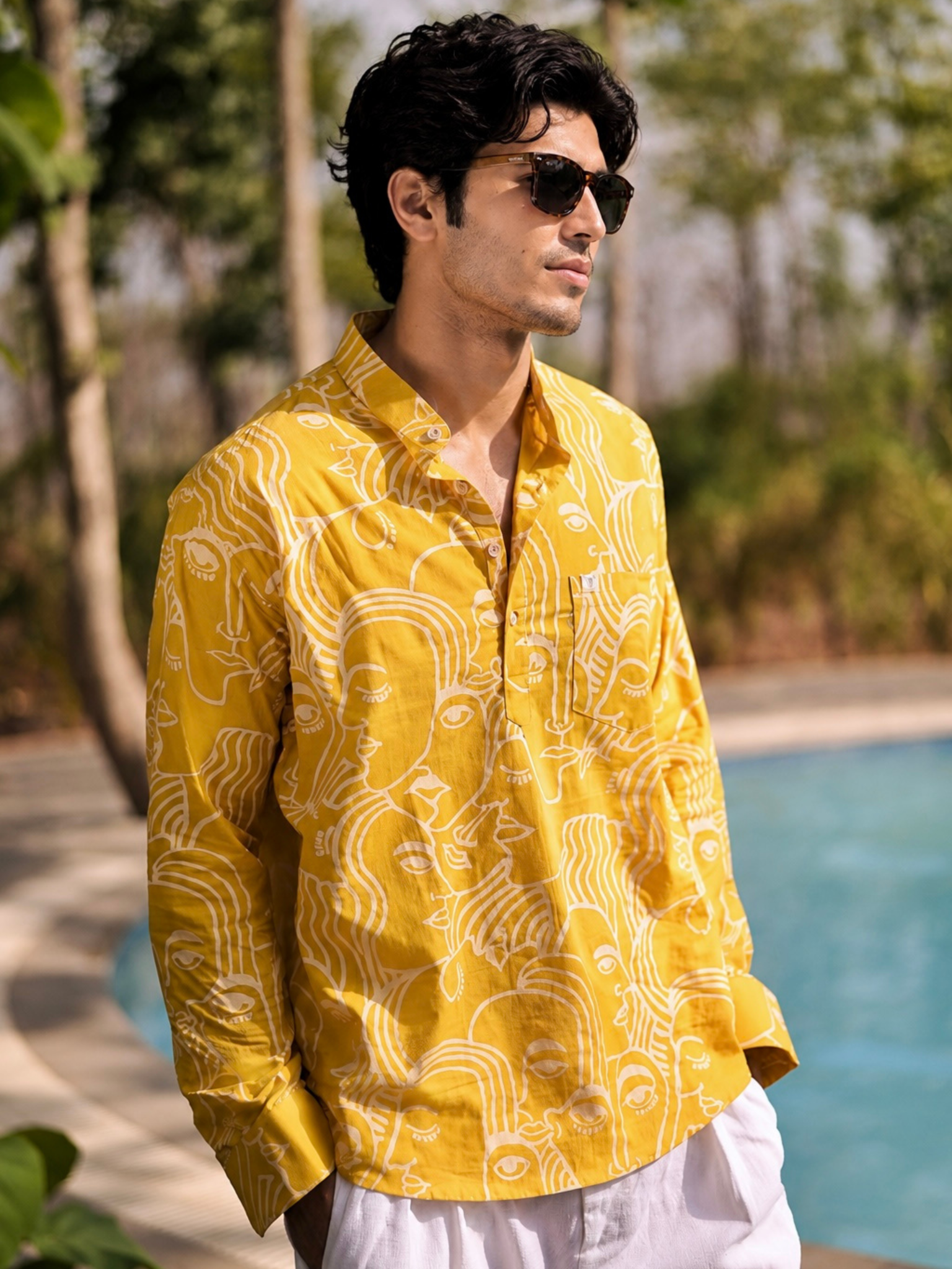 Mustard facerart Short Kurta