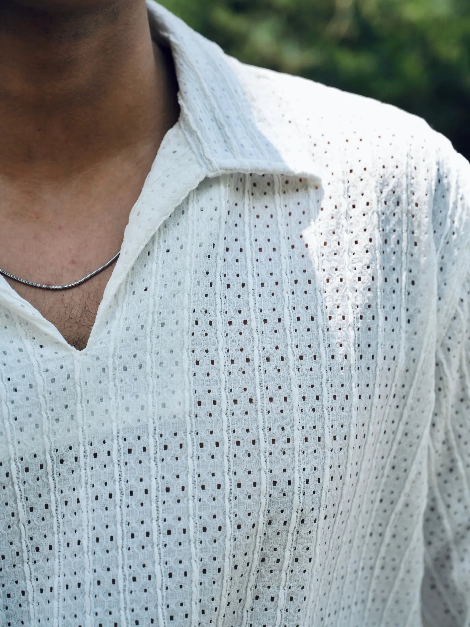 White Knit Pullover Shirt