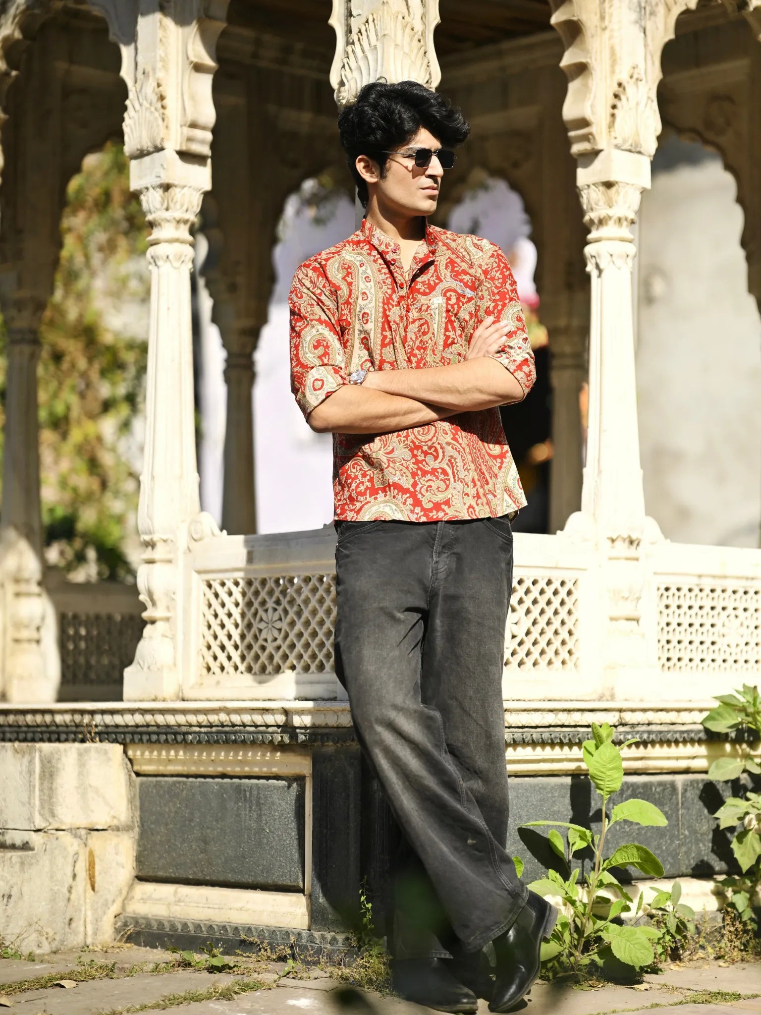 red mafia style short kurta