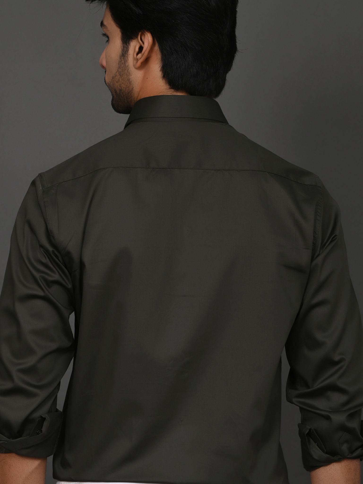 Olive Green Elite Satin Shirt
