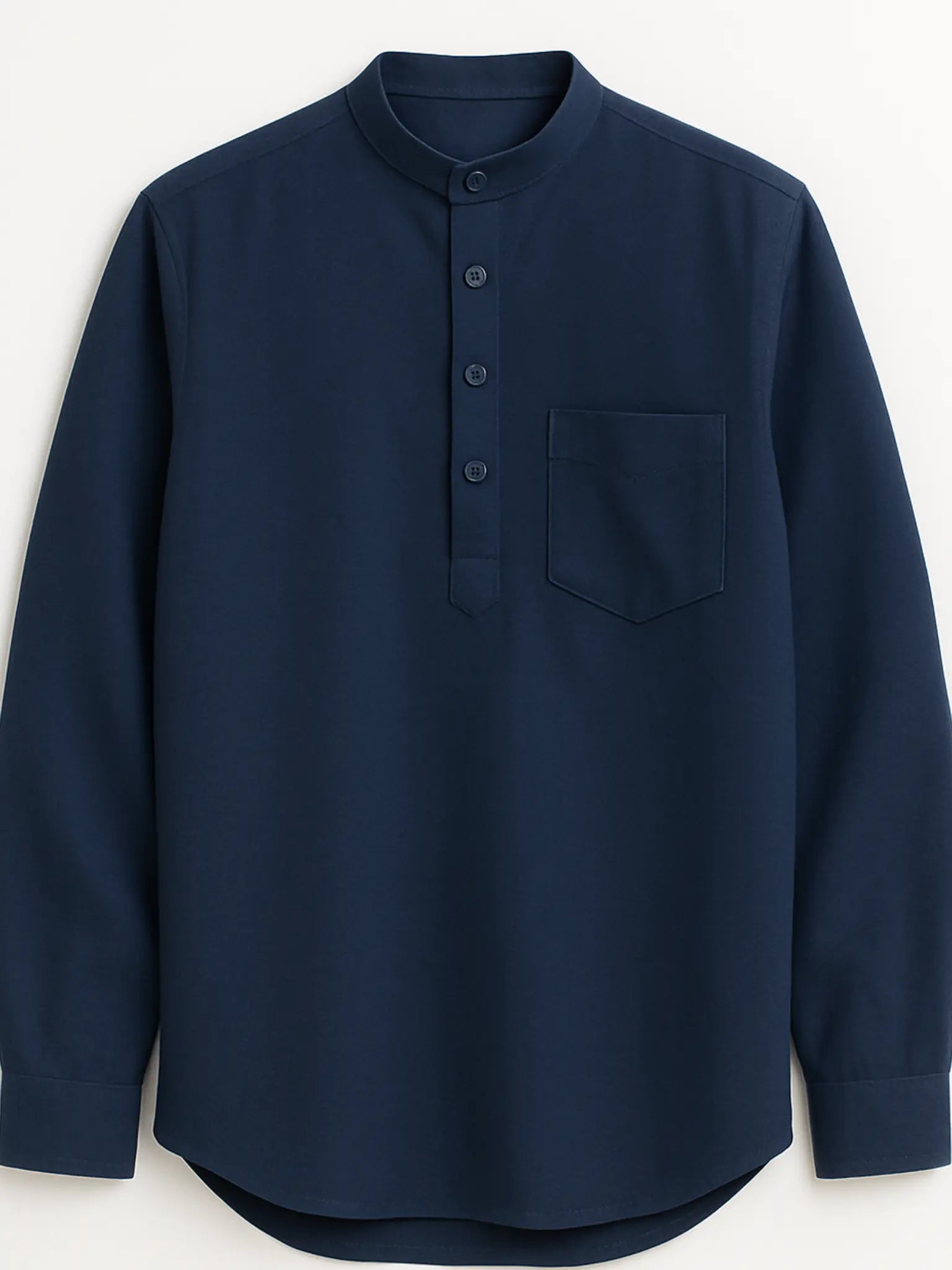 Navy Blue Linen Blend textured Short Kurta