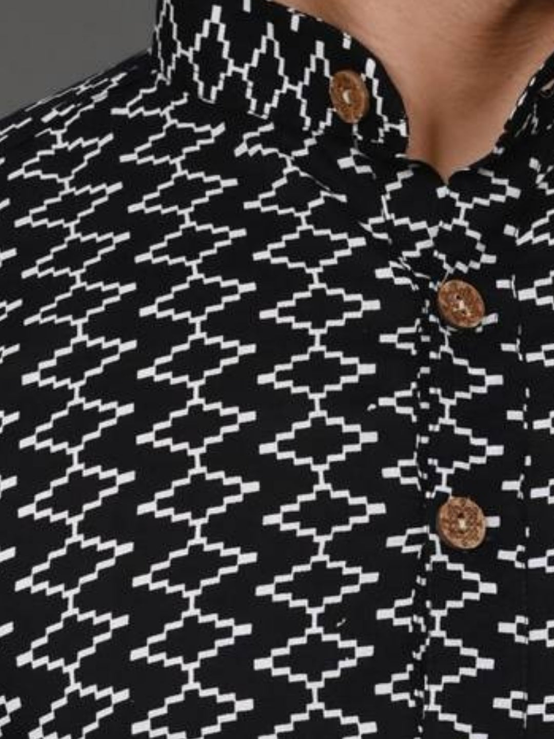 Black – White Chevron Long Kurta & Pyjama Set