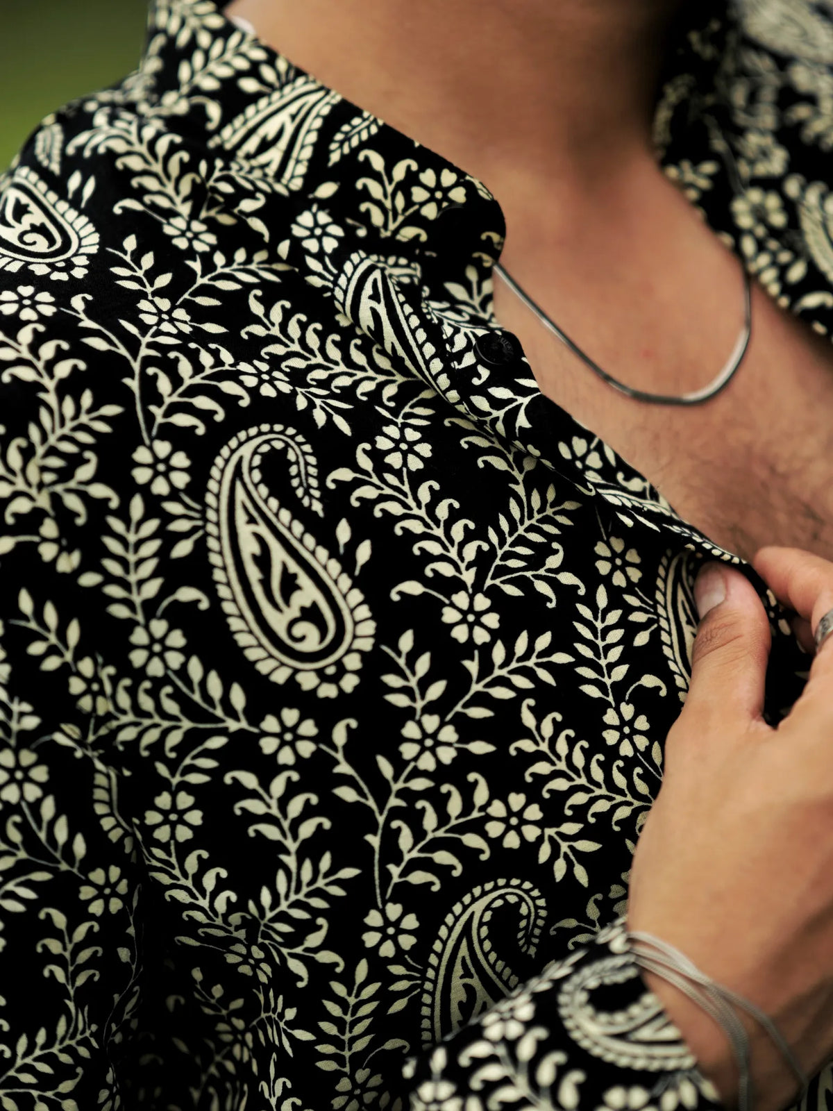 Black Mughal Paisley Short Kurta