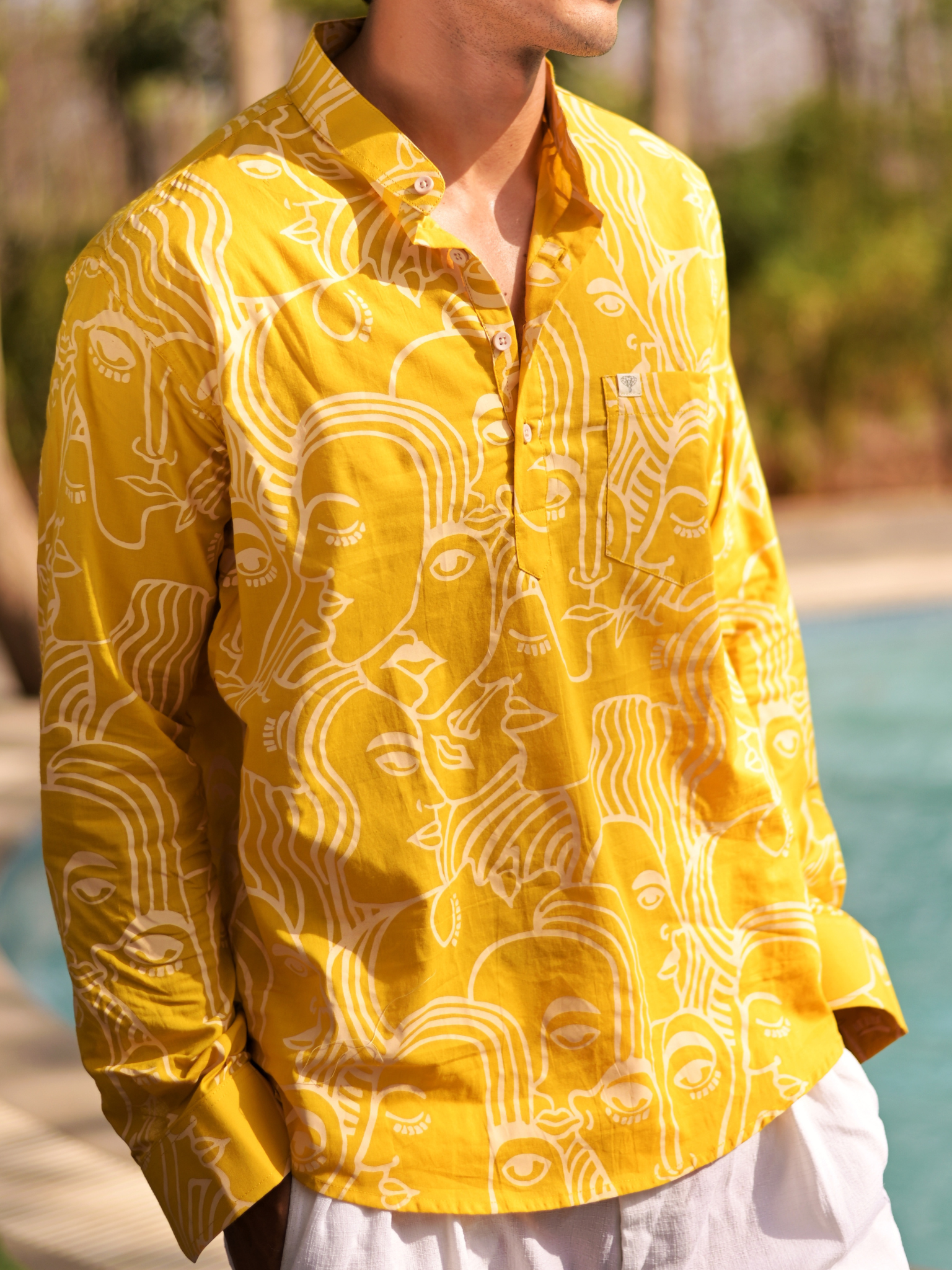 Mustard facerart Short Kurta