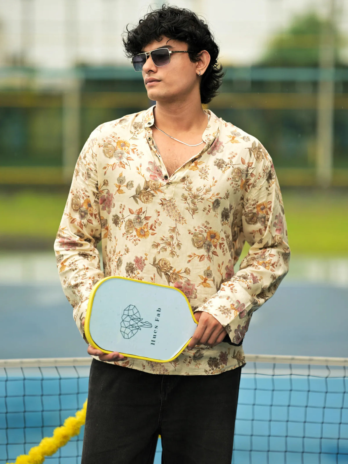HUESFAB Ivory Bloom short kurta