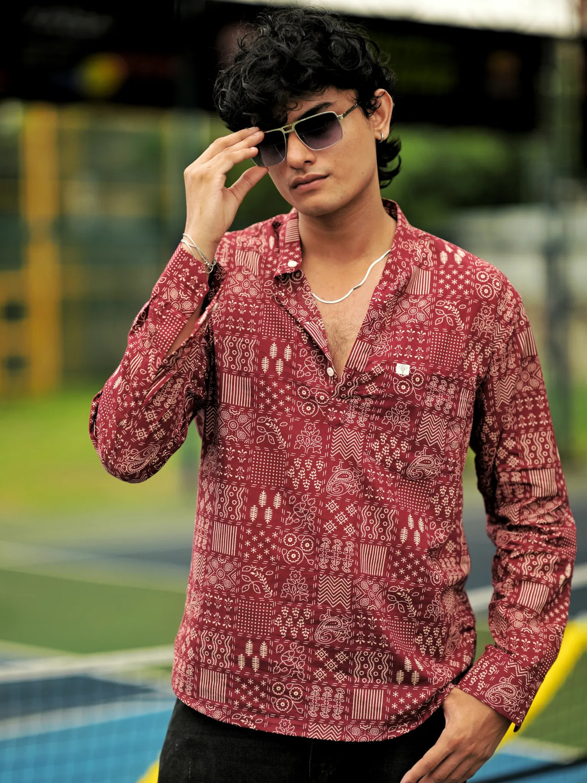 Maroon Art Short Kurta