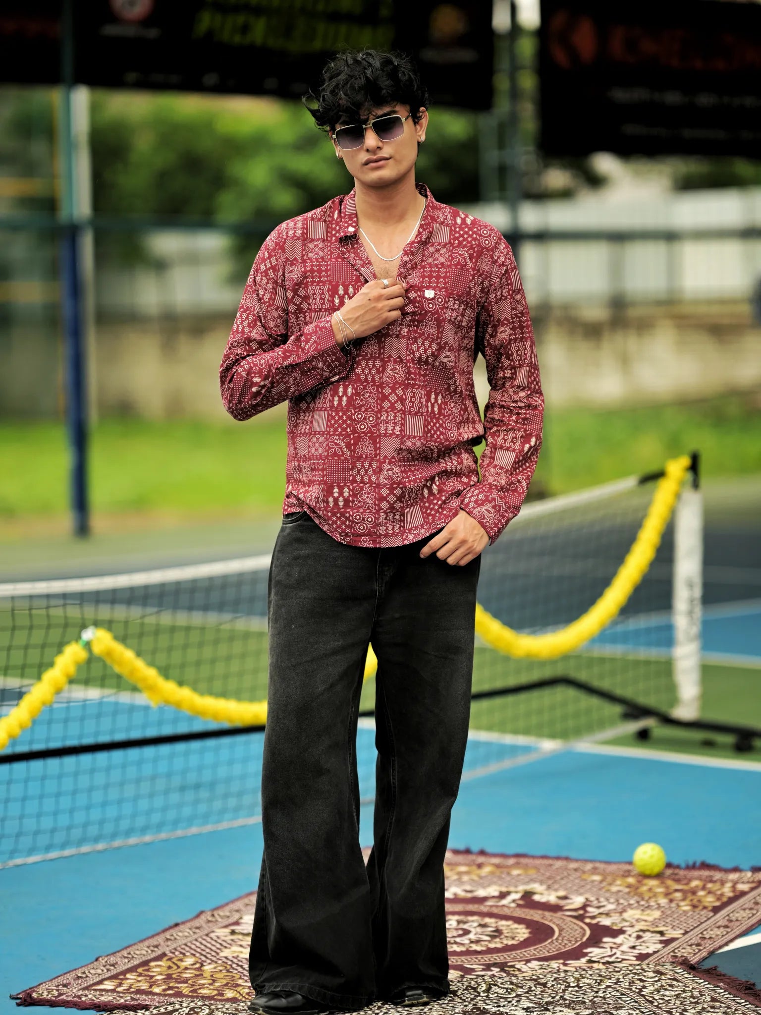 Maroon Art Short Kurta