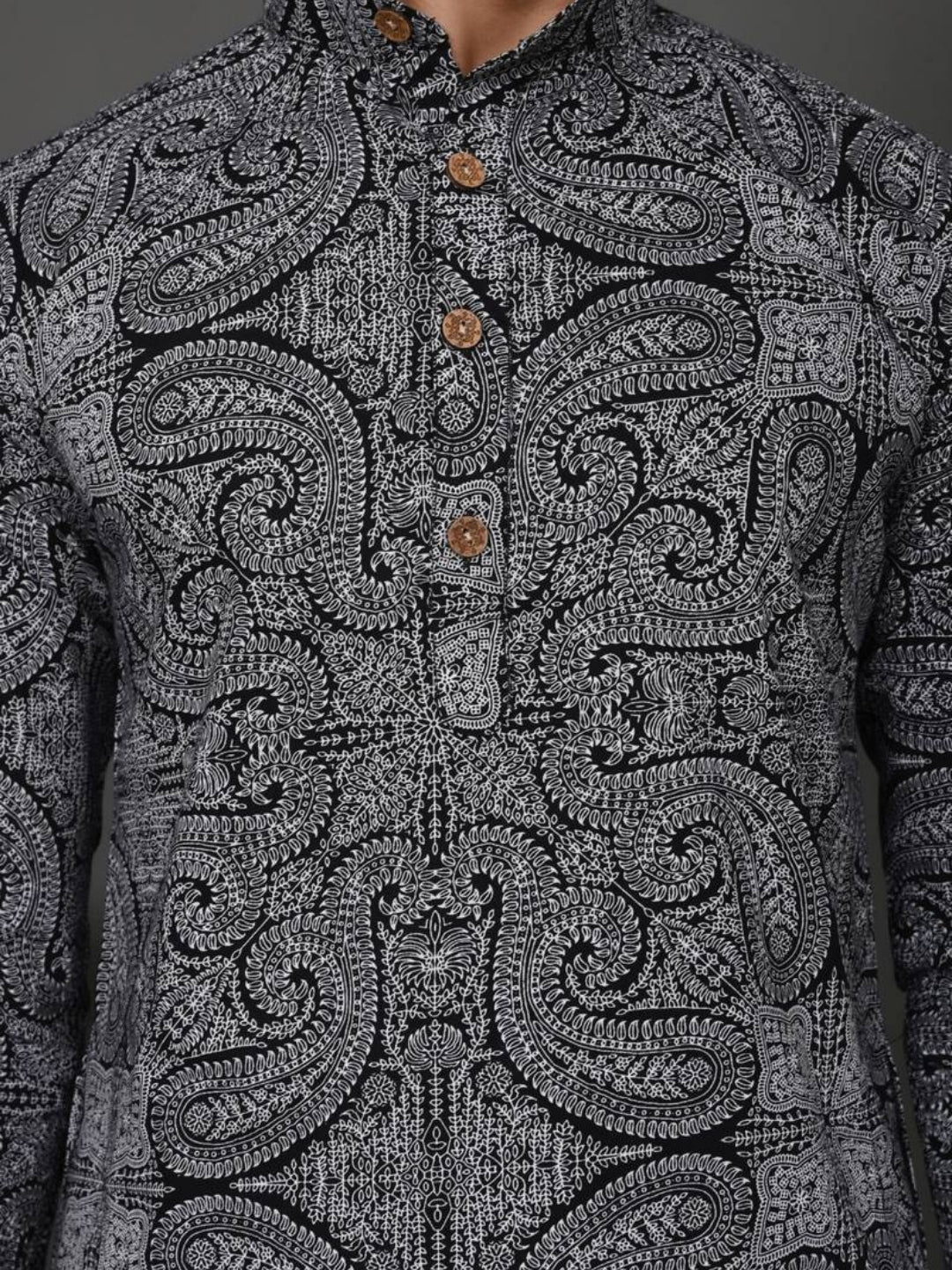 Black Mandala Long Kurta & Pyjama Set