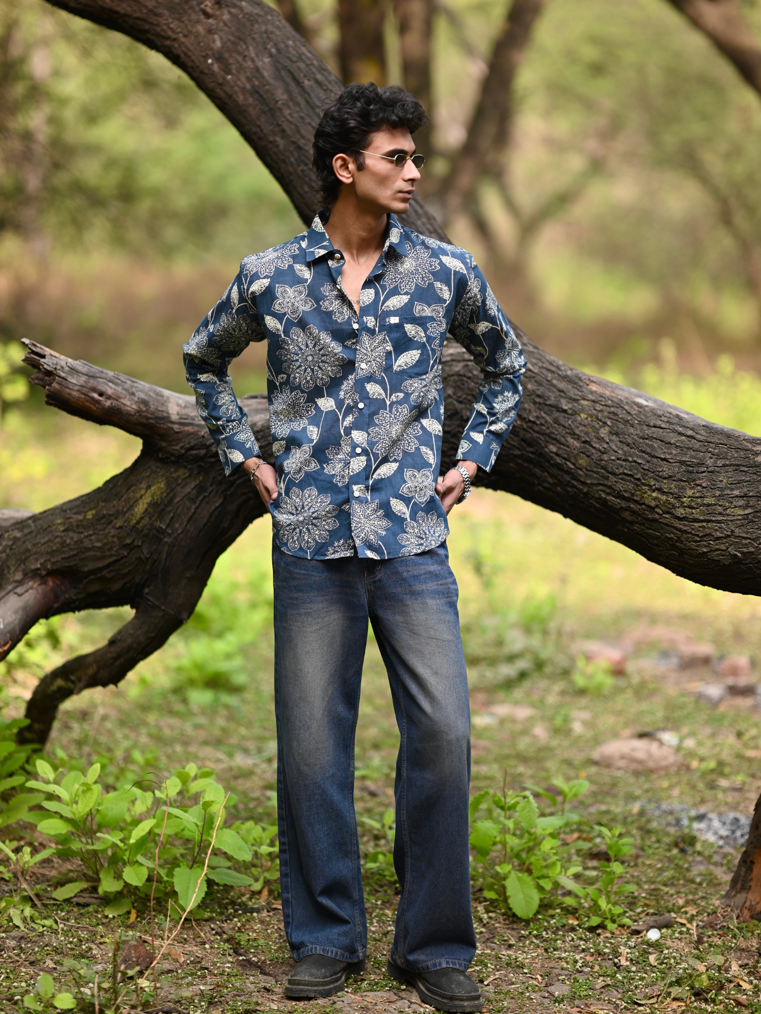 Forest Indigo Full Sleeves Shirt