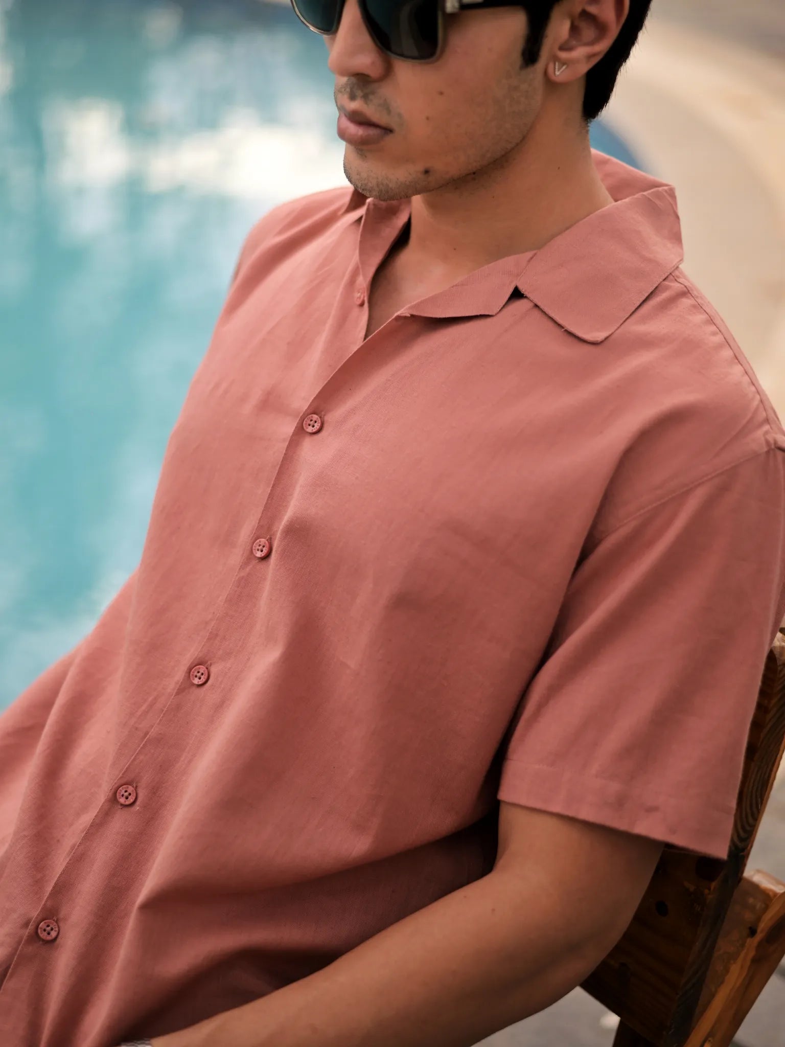 Dusky PInk Flex Cuban Collar Shirt
