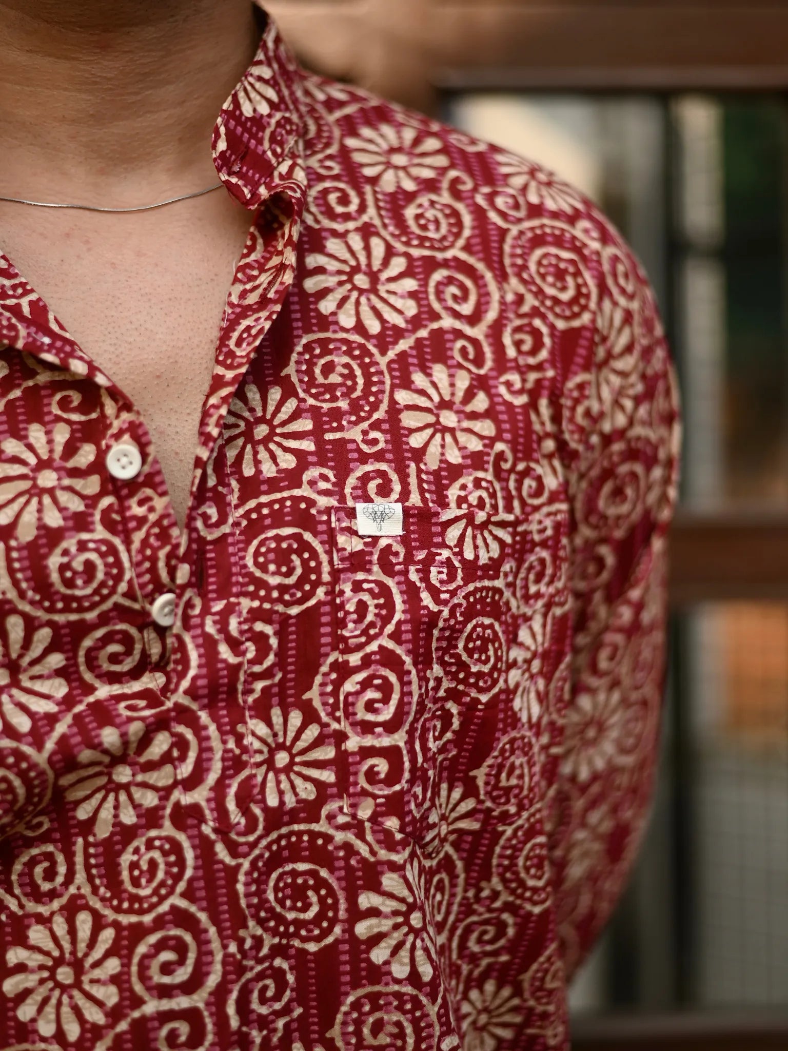 Maroon flowers Printed short kurta