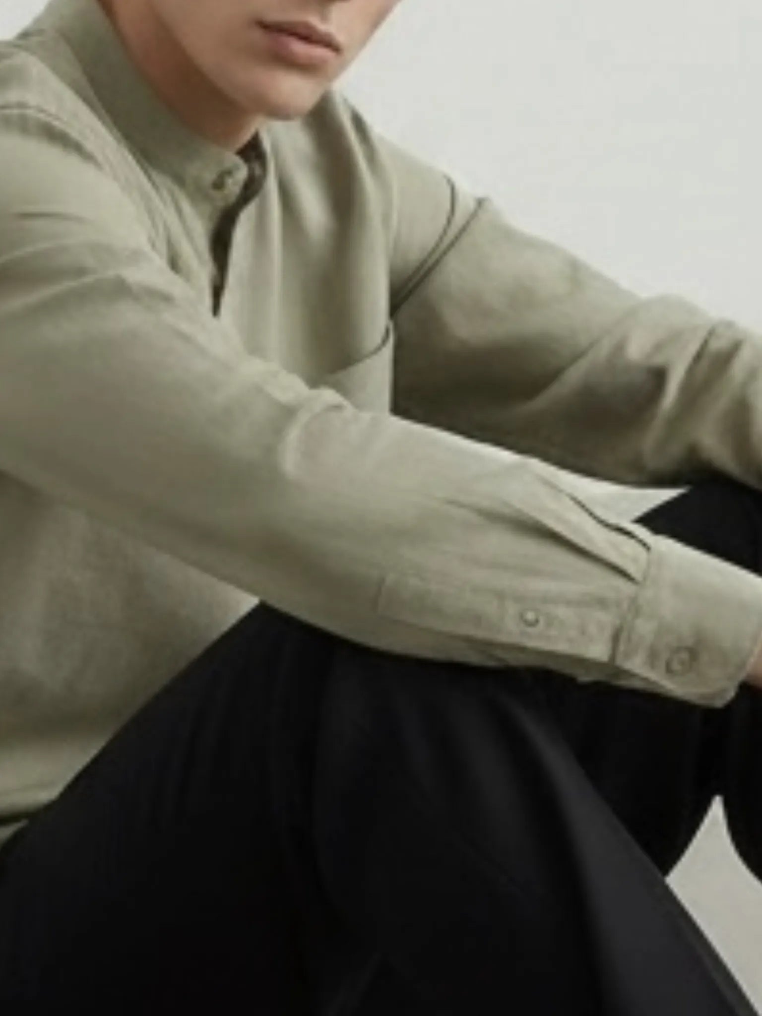 Pista green Linen Blend textured Short Kurta