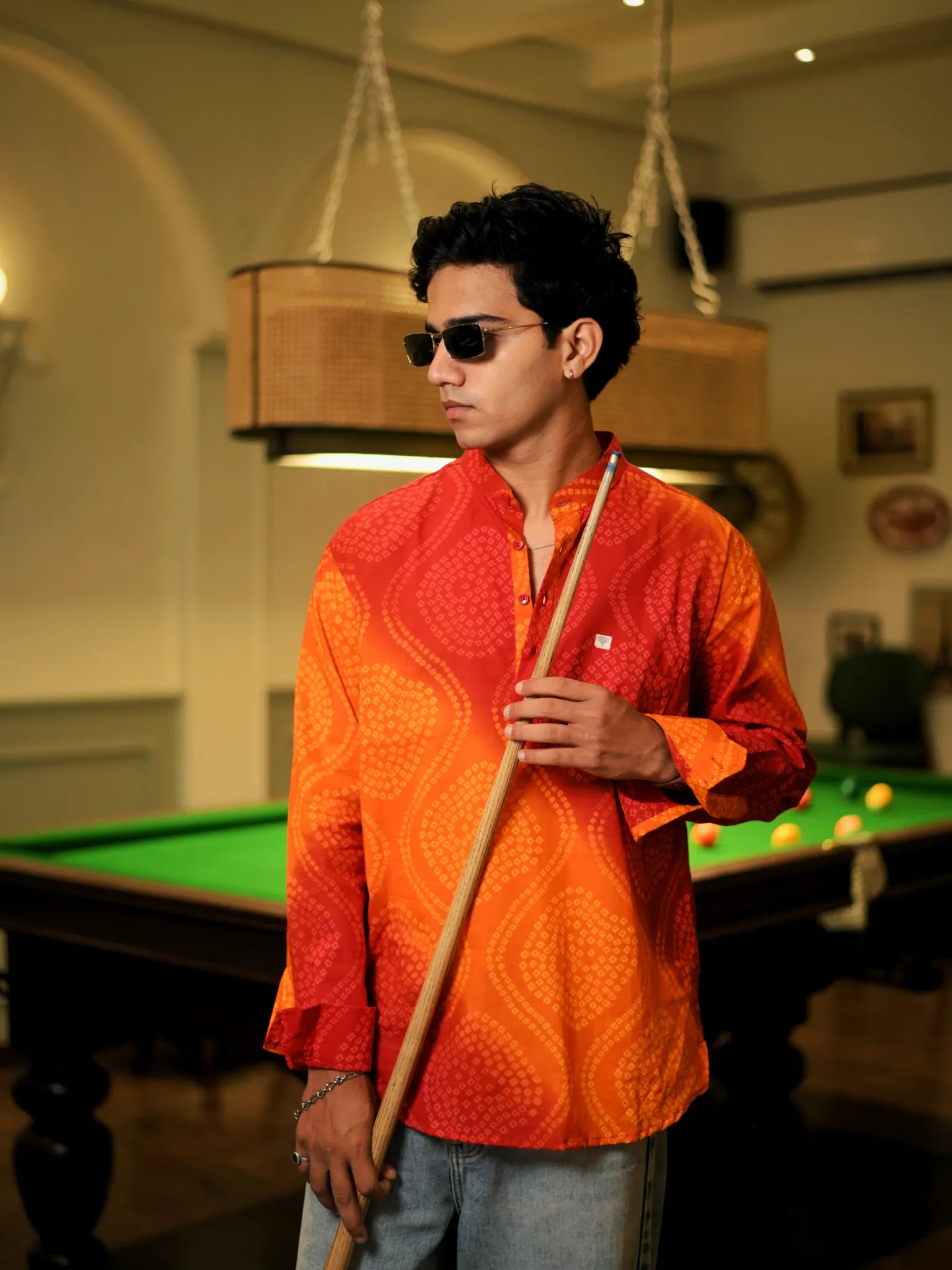 Vermillion Bandej printed Short Kurta