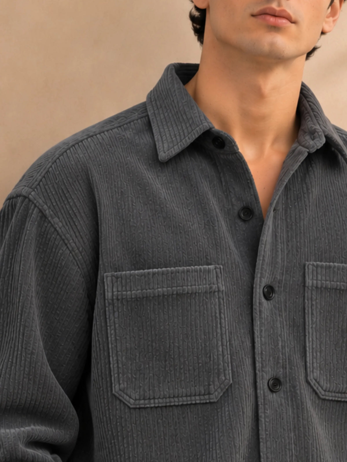 Charcoal Premium Corduroy Oversized Shirt