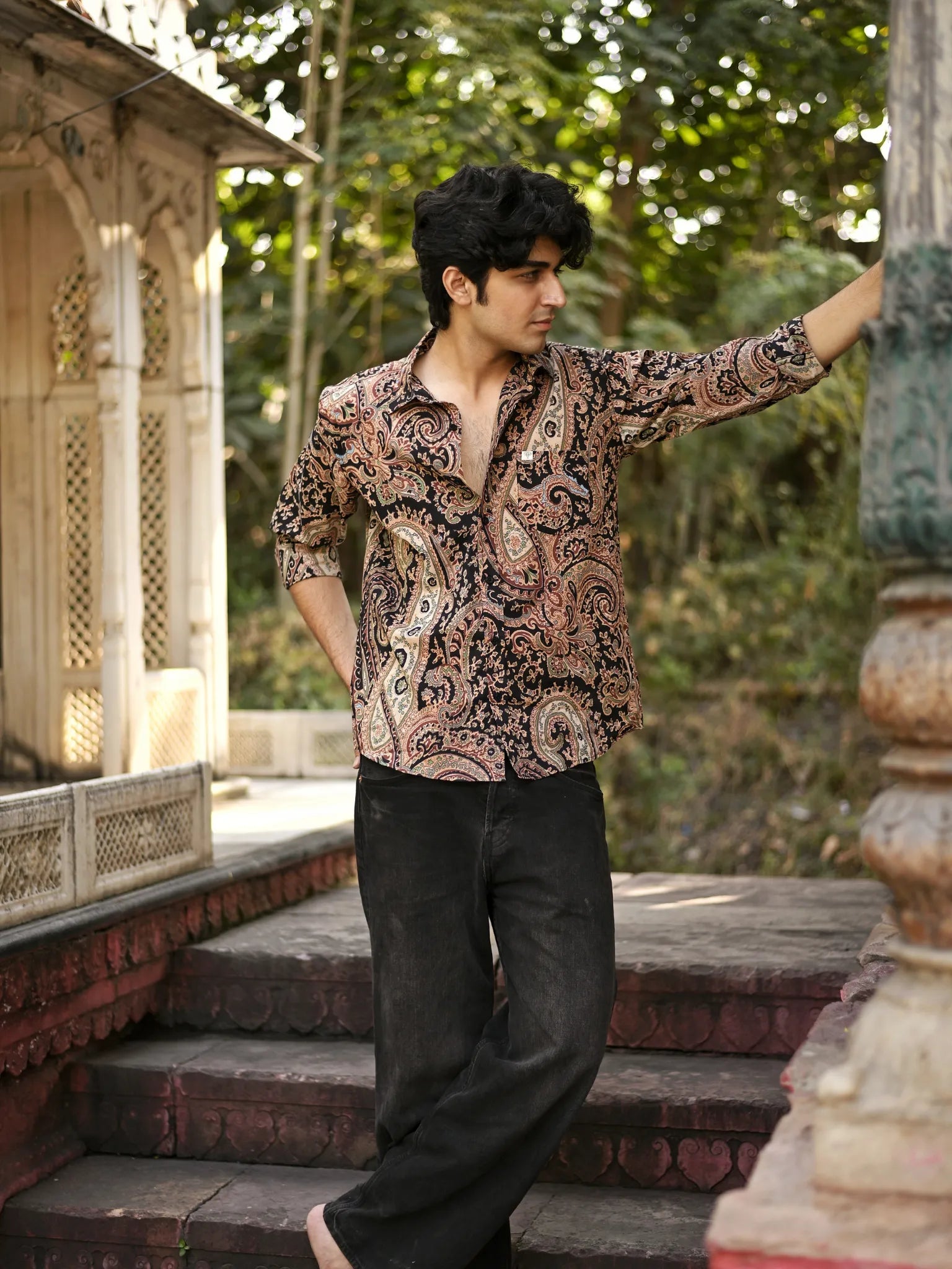 Black Mafia Style Full Sleeves Shirt