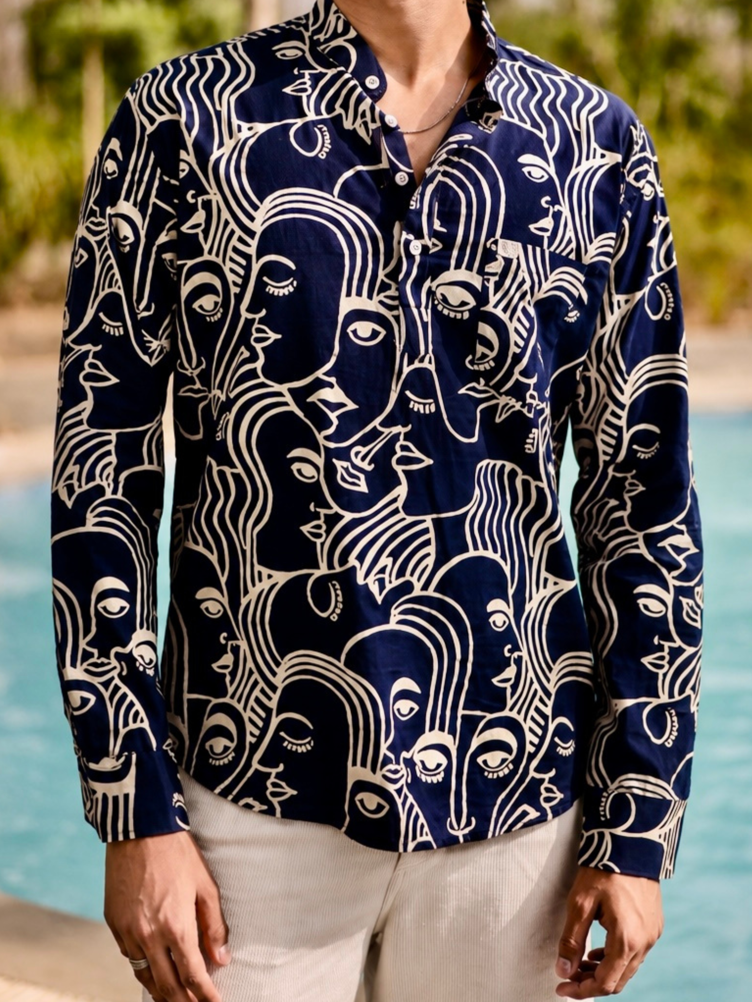 Navyblue facerart Short Kurta