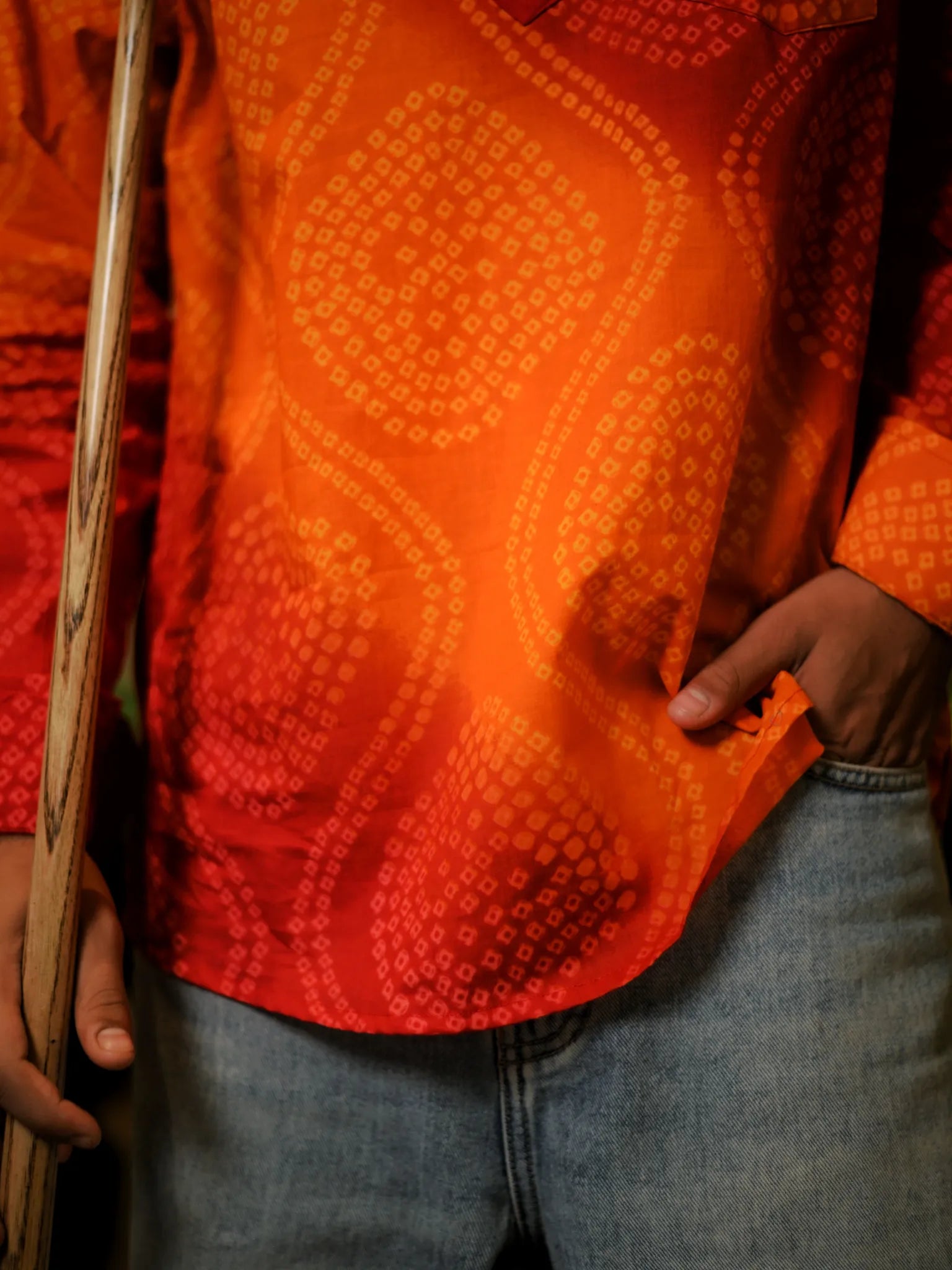 Vermillion Bandej printed Short Kurta