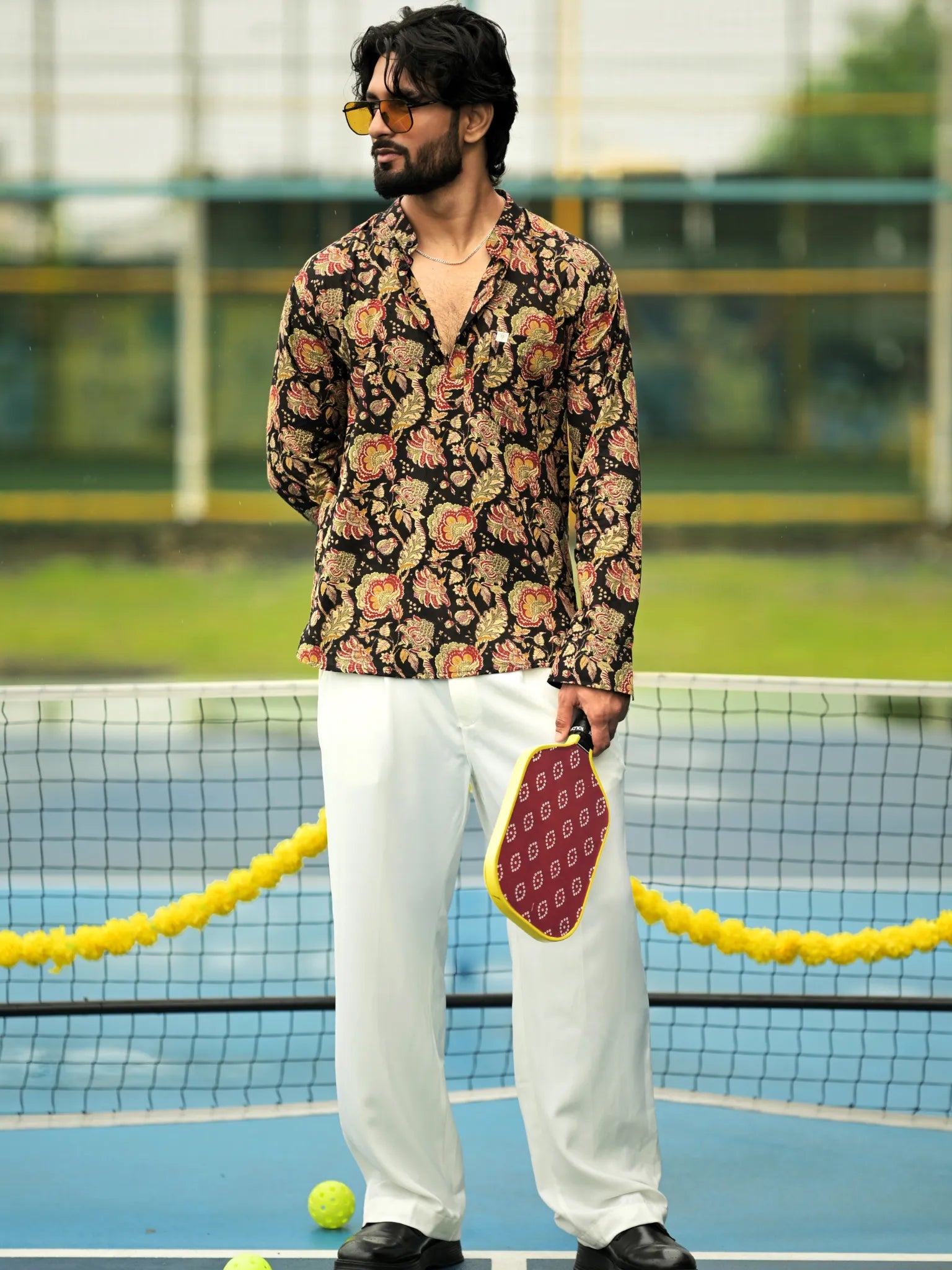 Black Floral Printed Short Kurta