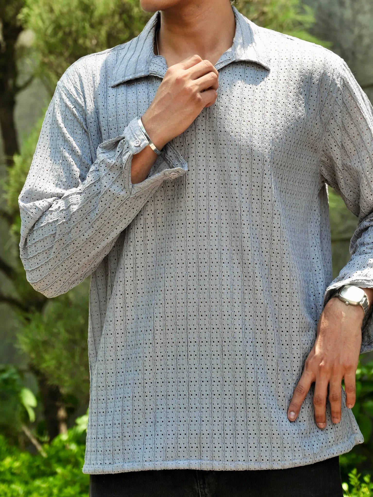 Shark Gray Knit Pullover Shirt