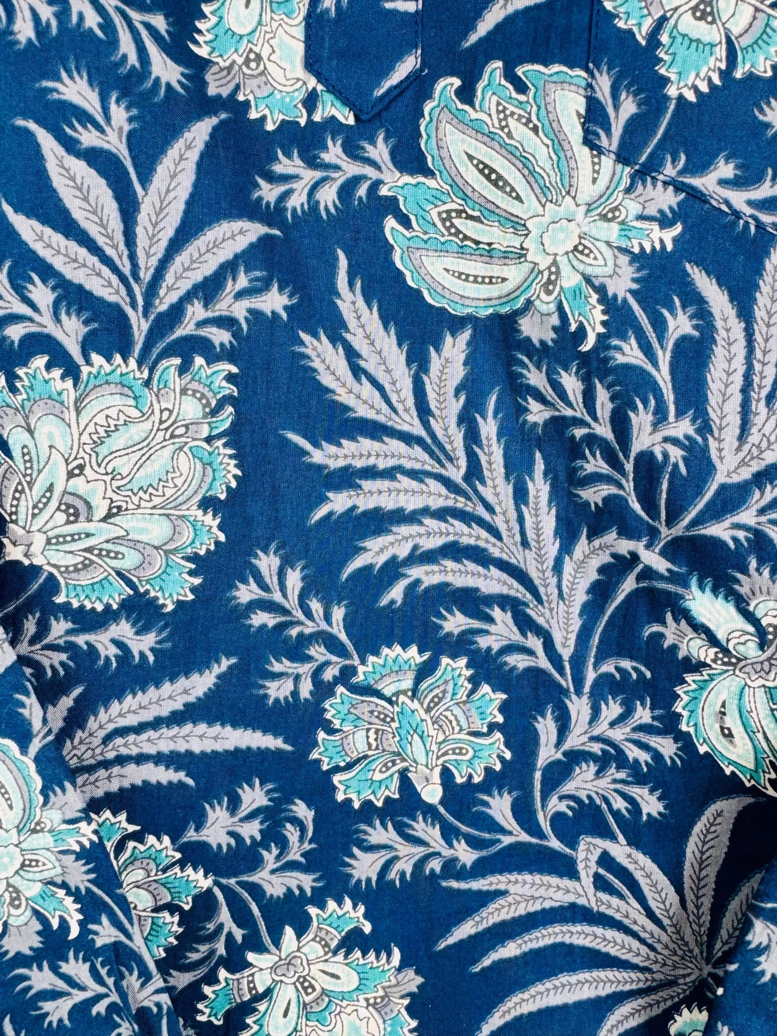 Navy blue fern printed short kurta