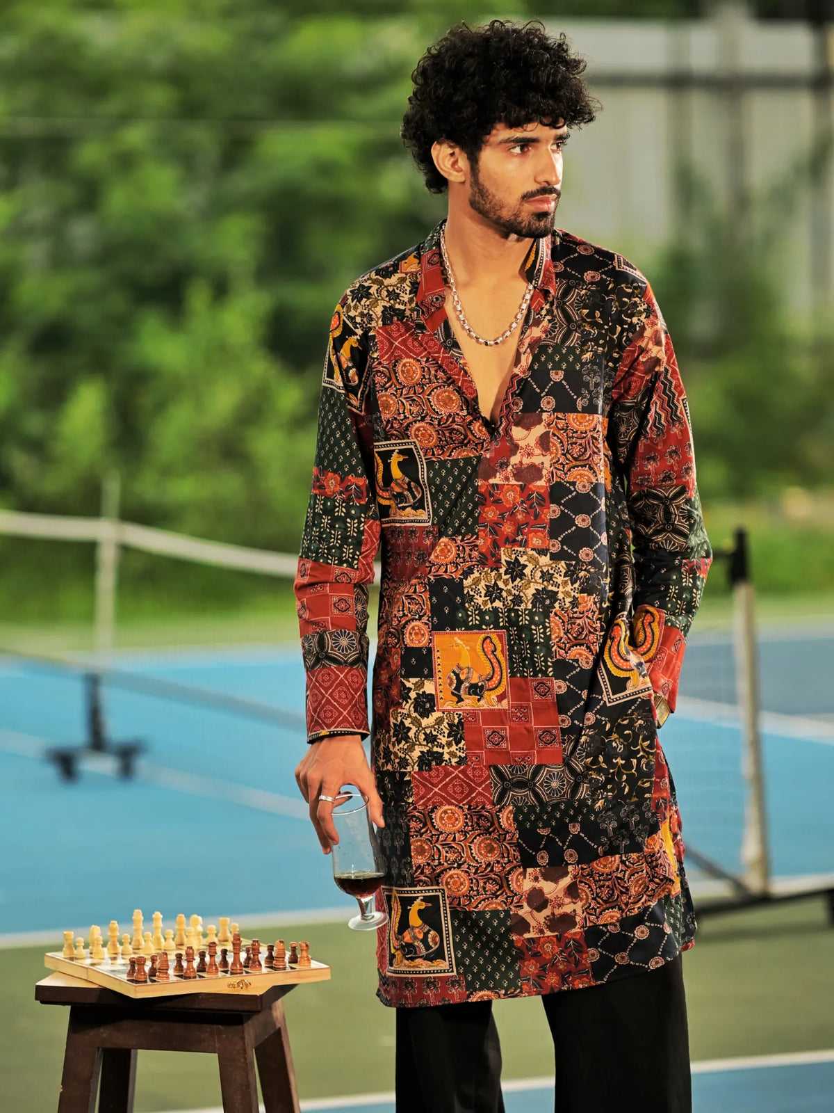 Rust Mosaic long Kurta