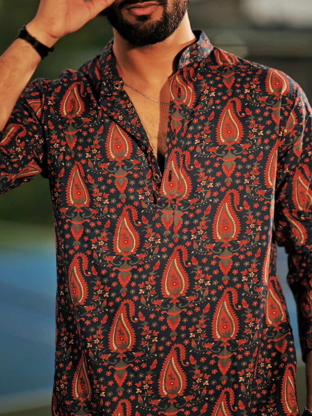 Crimson Paisley long Kurta