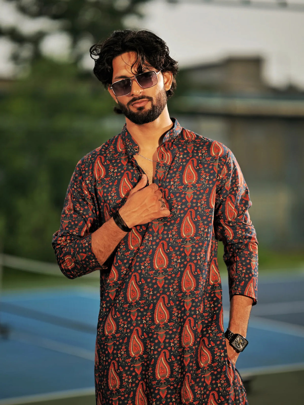 Crimson Paisley long Kurta