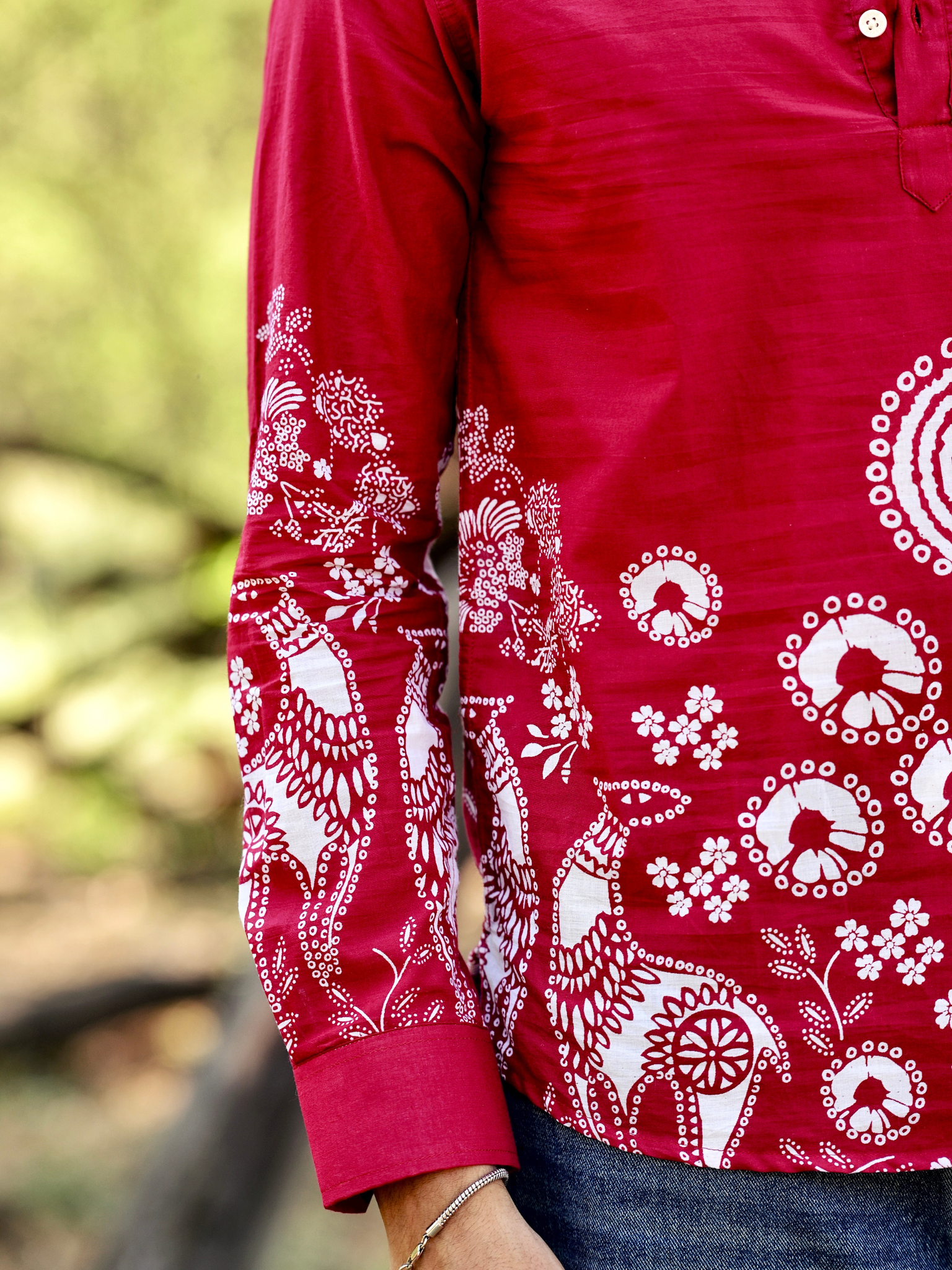 Claret Placement Print short kurta