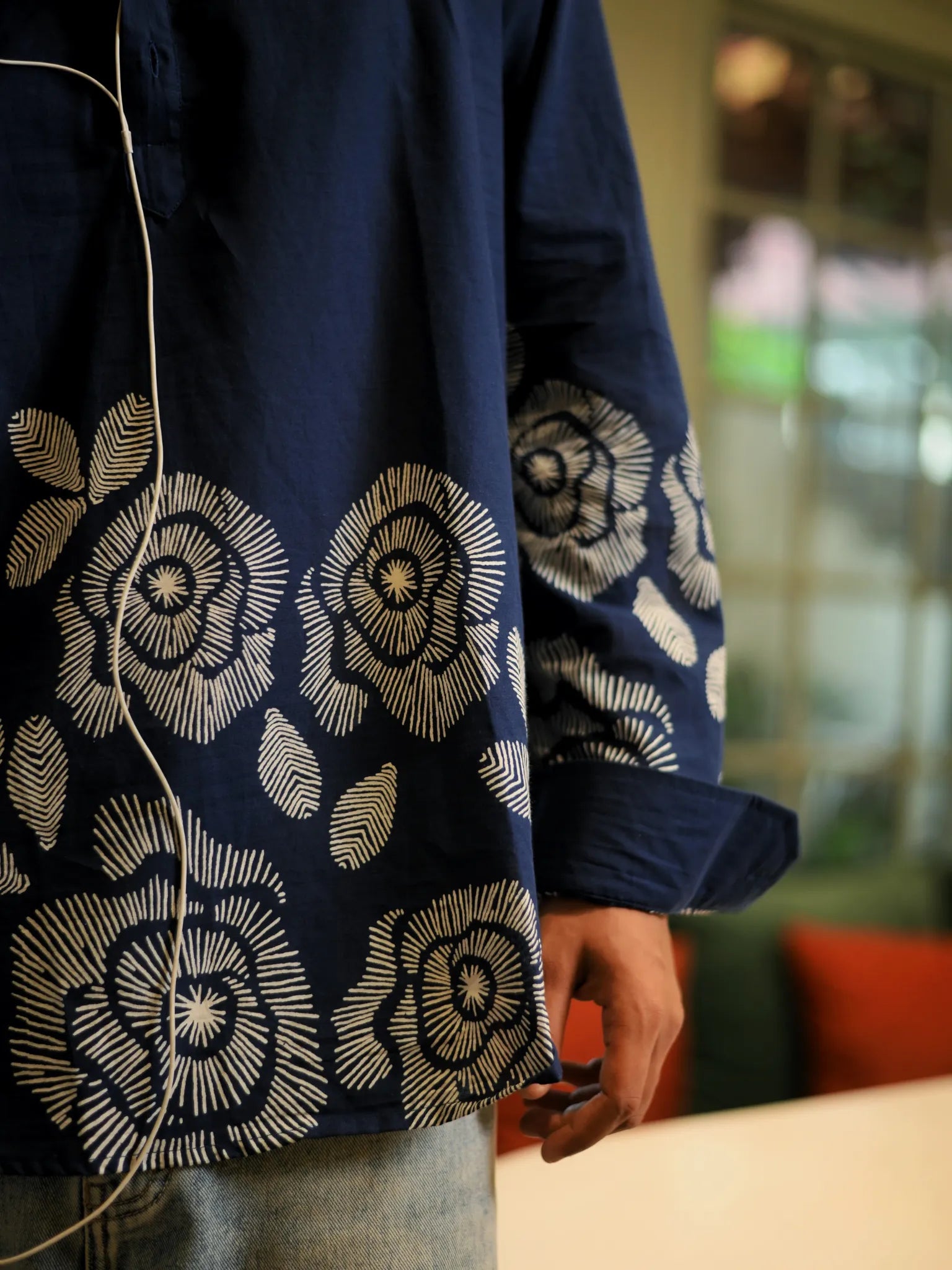 Atlantic Blue Placement Short Kurta