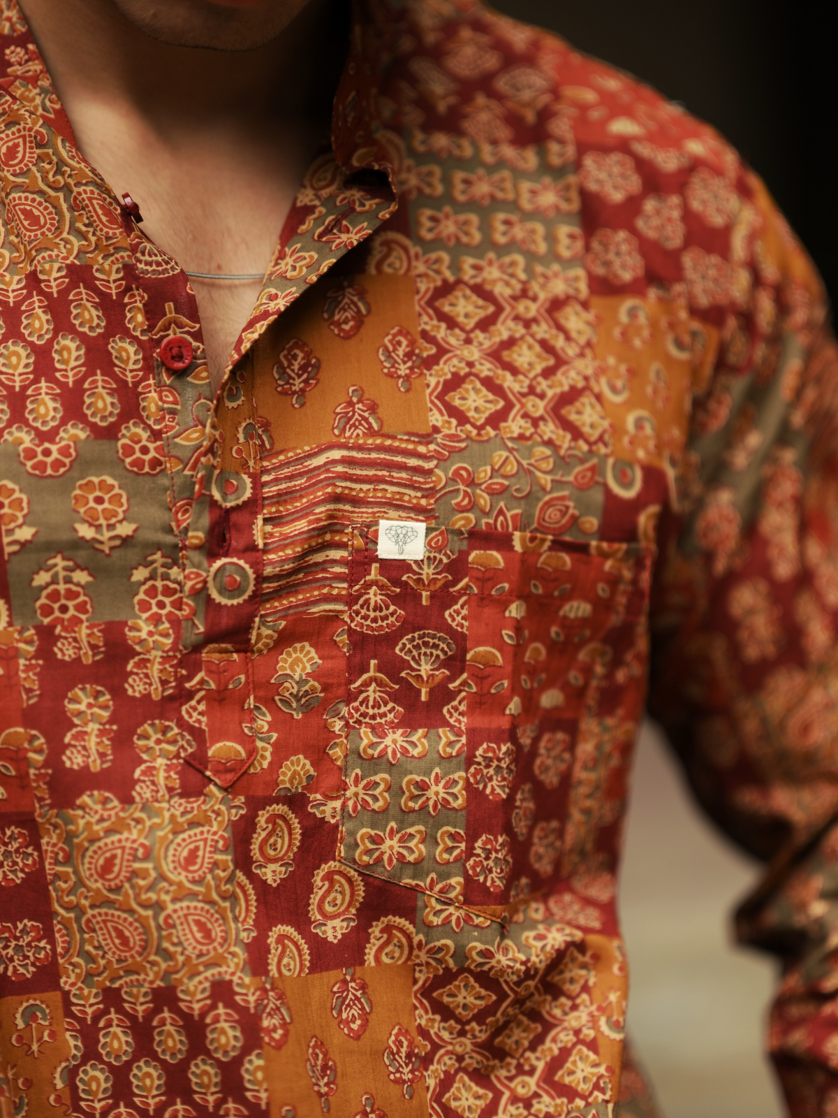 Muraqqa patchwork printed short kurta