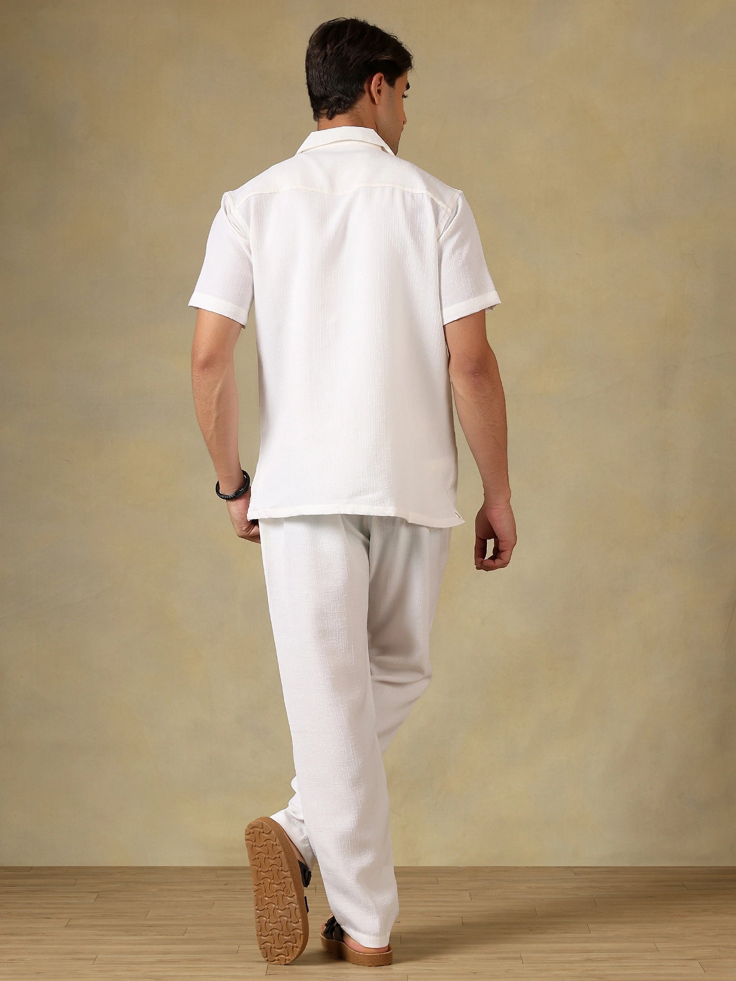 Linen Blend White Co-Ord Set For Men