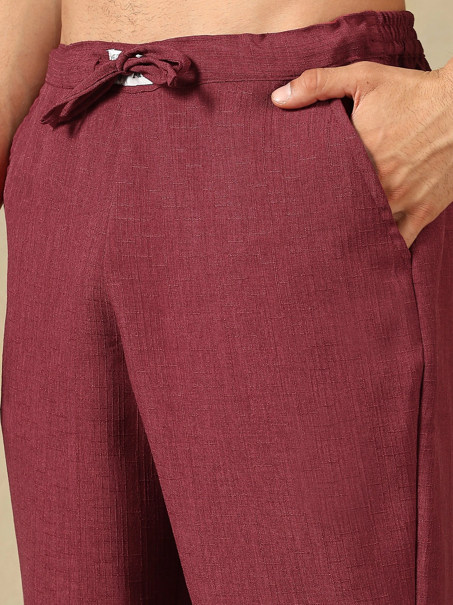 Linen Blend Maroon Co-Ord Set For Men