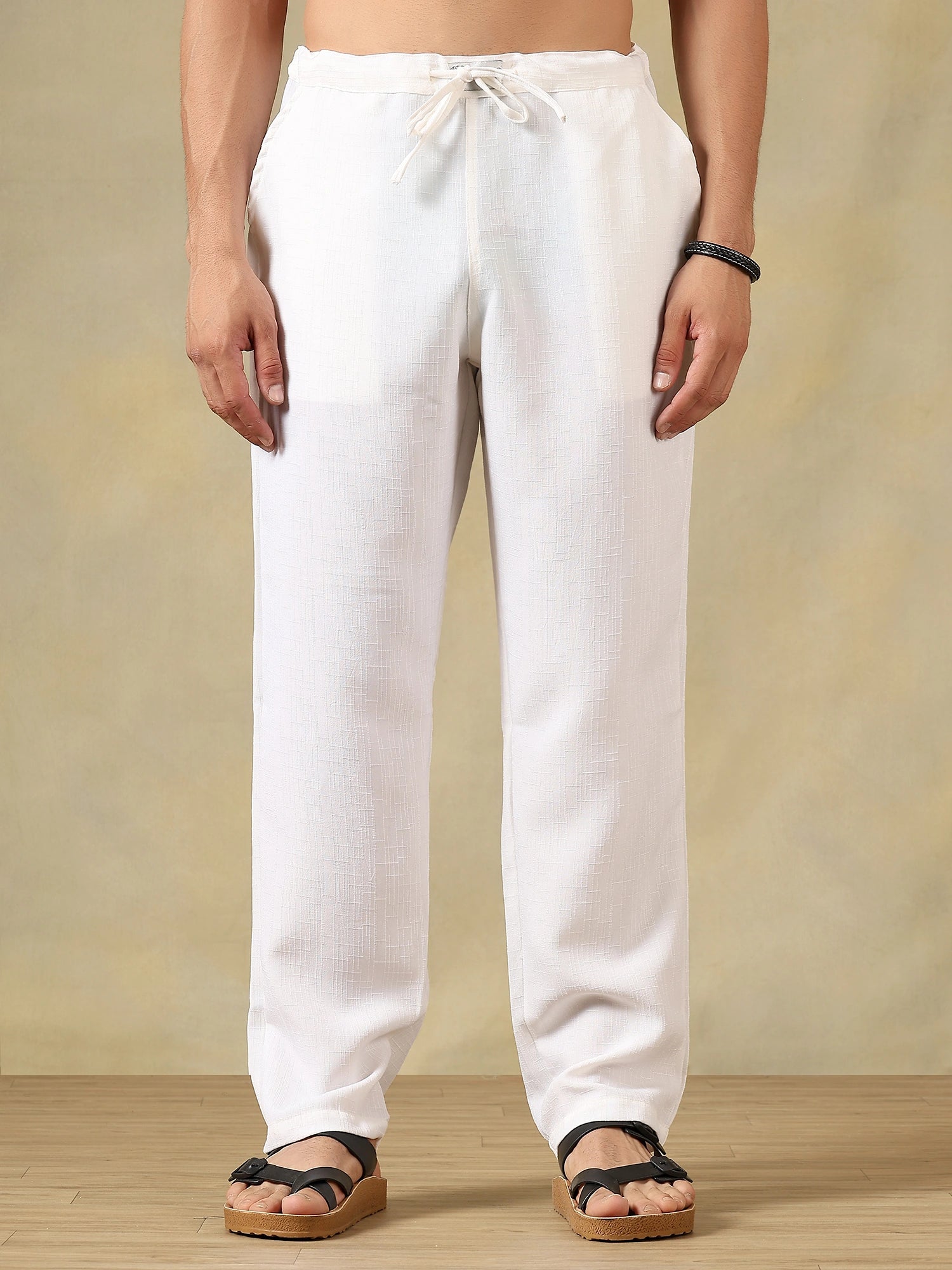 Linen Blend White Co-Ord Set For Men