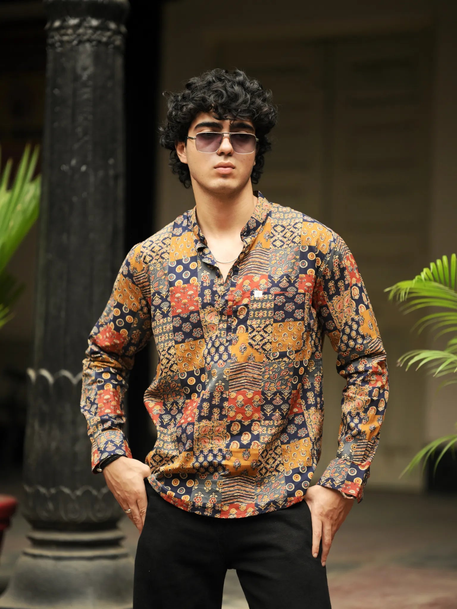 Neel patchwork printed short kurta