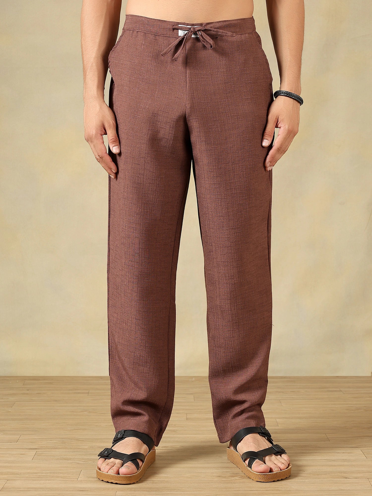 Linen Blend brown Co-Ord Set For Men