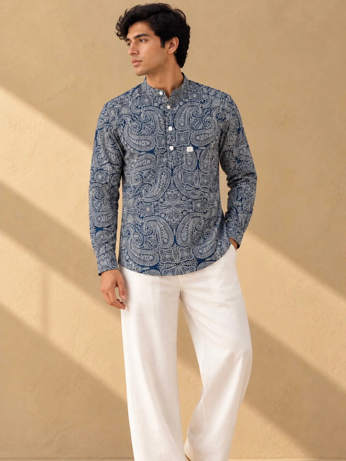 Blue Mandala Art Short Kurta