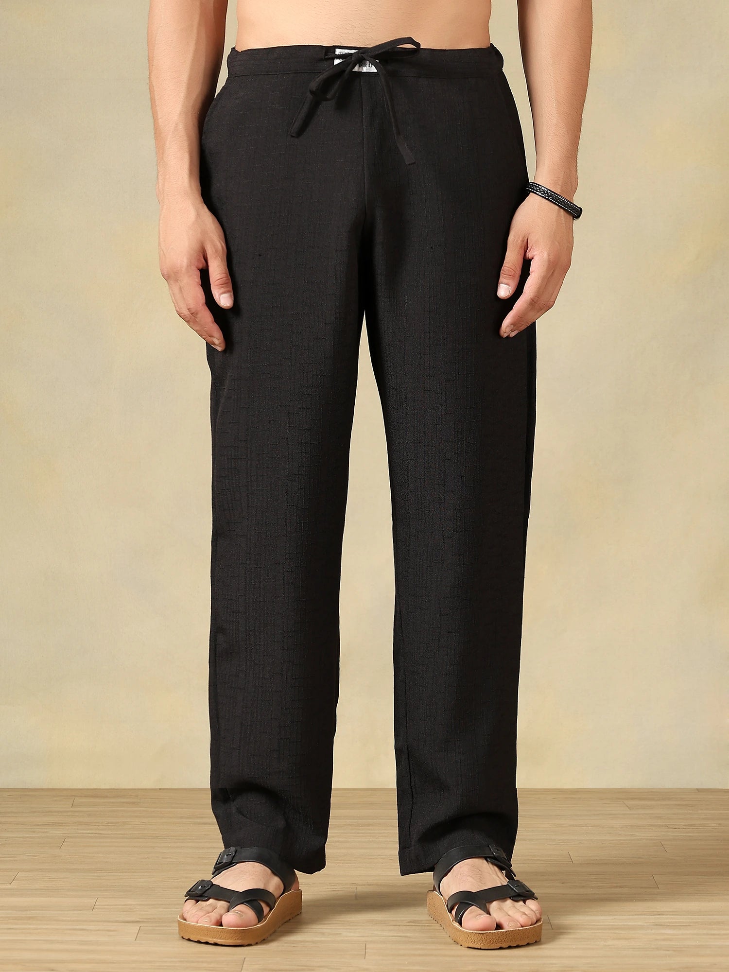 Linen Blend Black Co-Ord Set For Men
