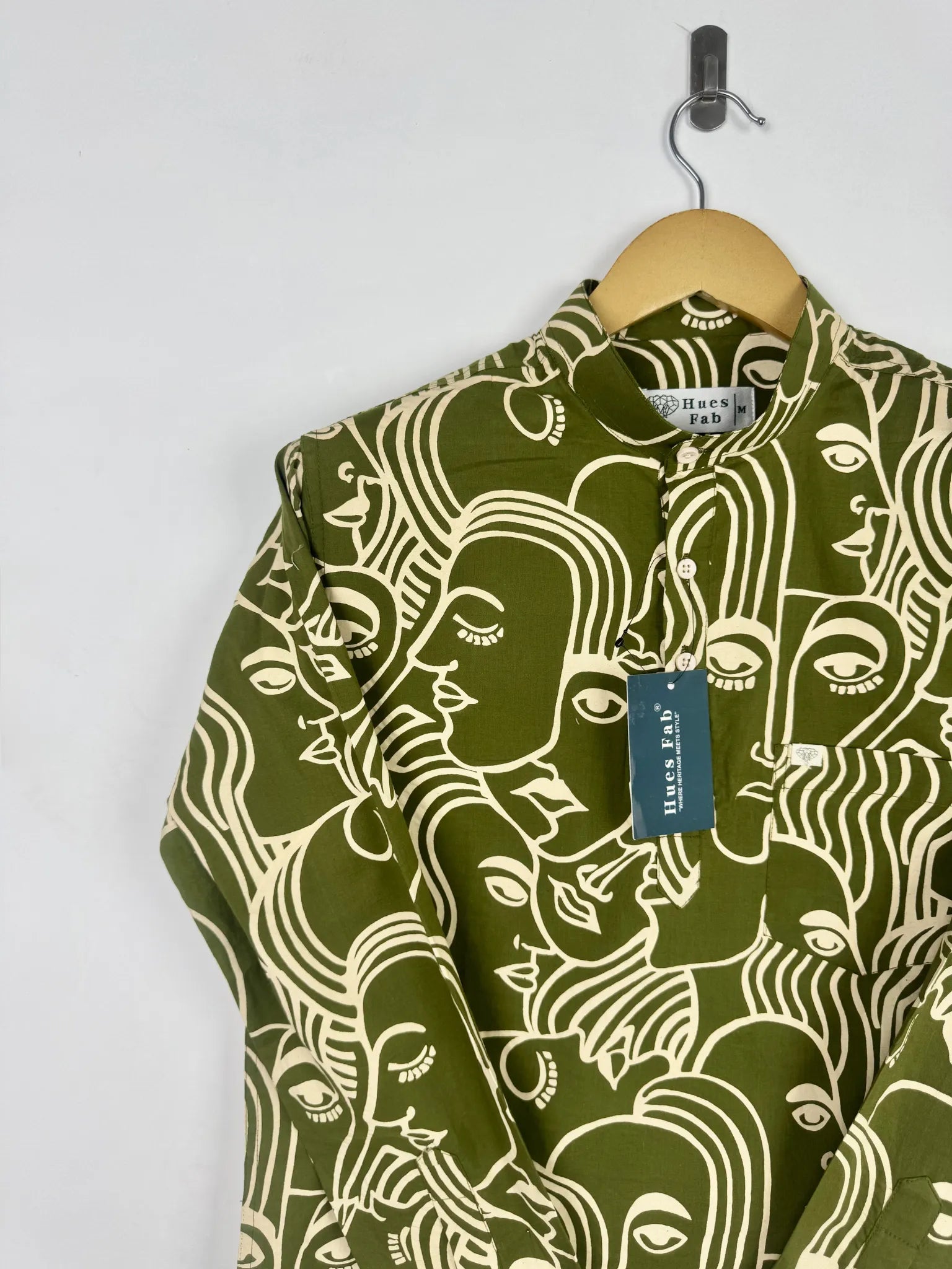 Olive facerart Short Kurta