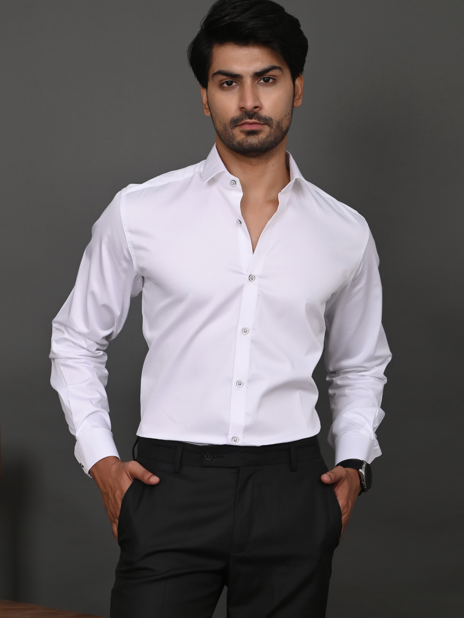Classic White Elite Satin Shirt