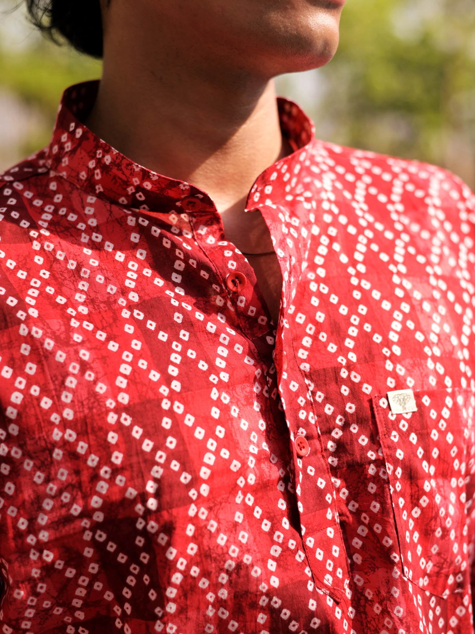 Maroon Bandhani short kurta