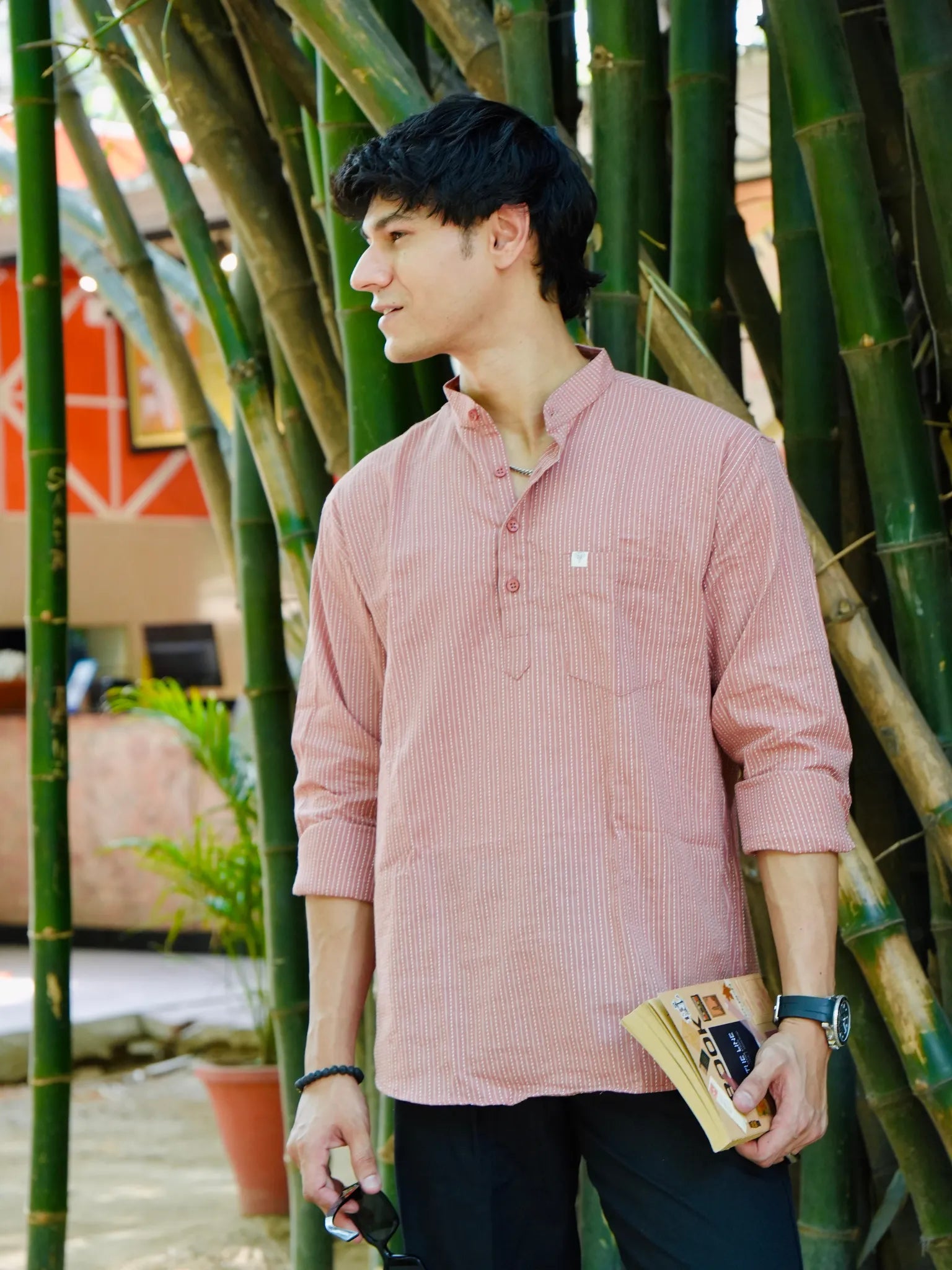 Dusky Pink Kantha Short Kurta