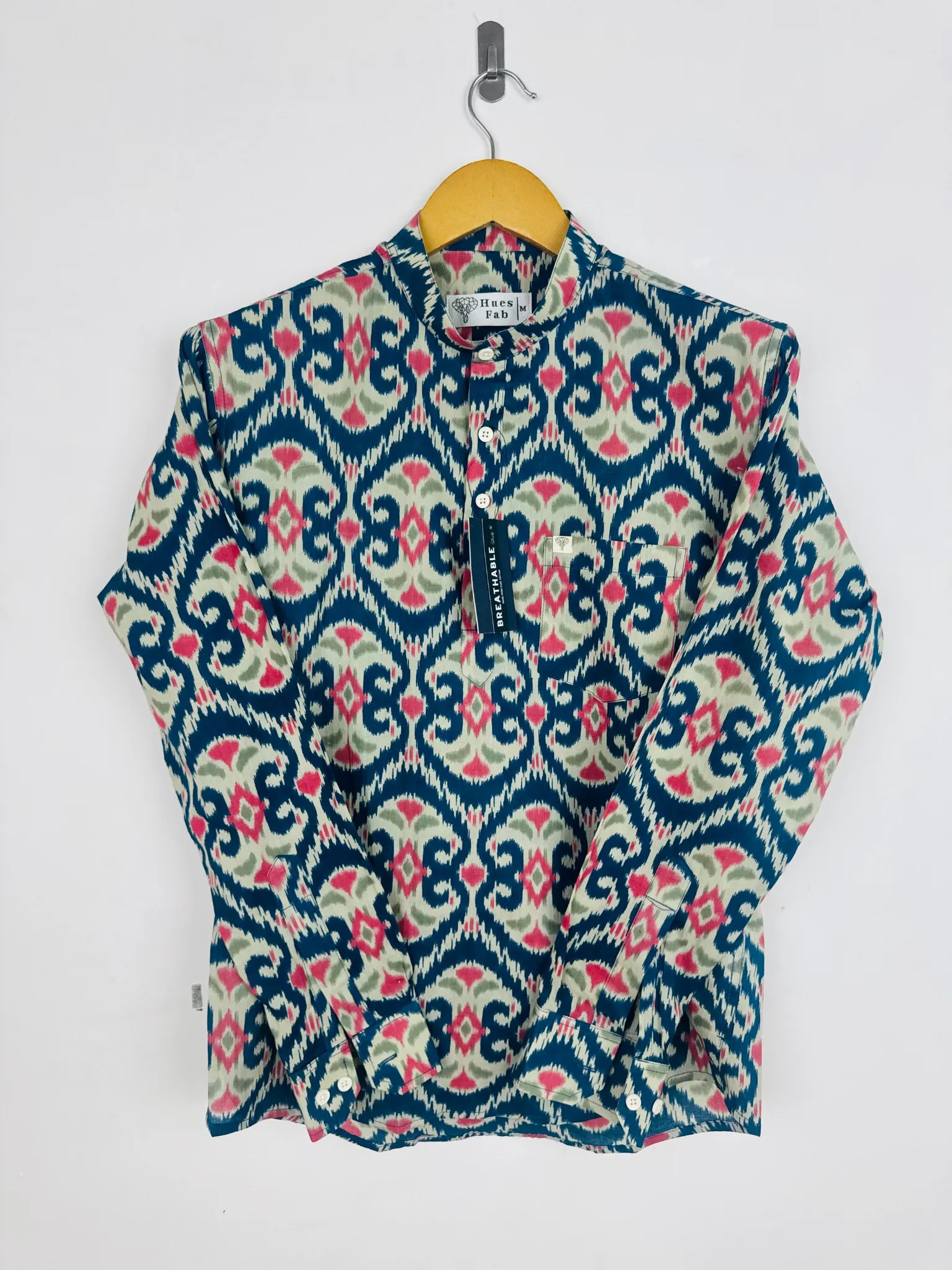 Navy Blue Ikat Printed short kurta