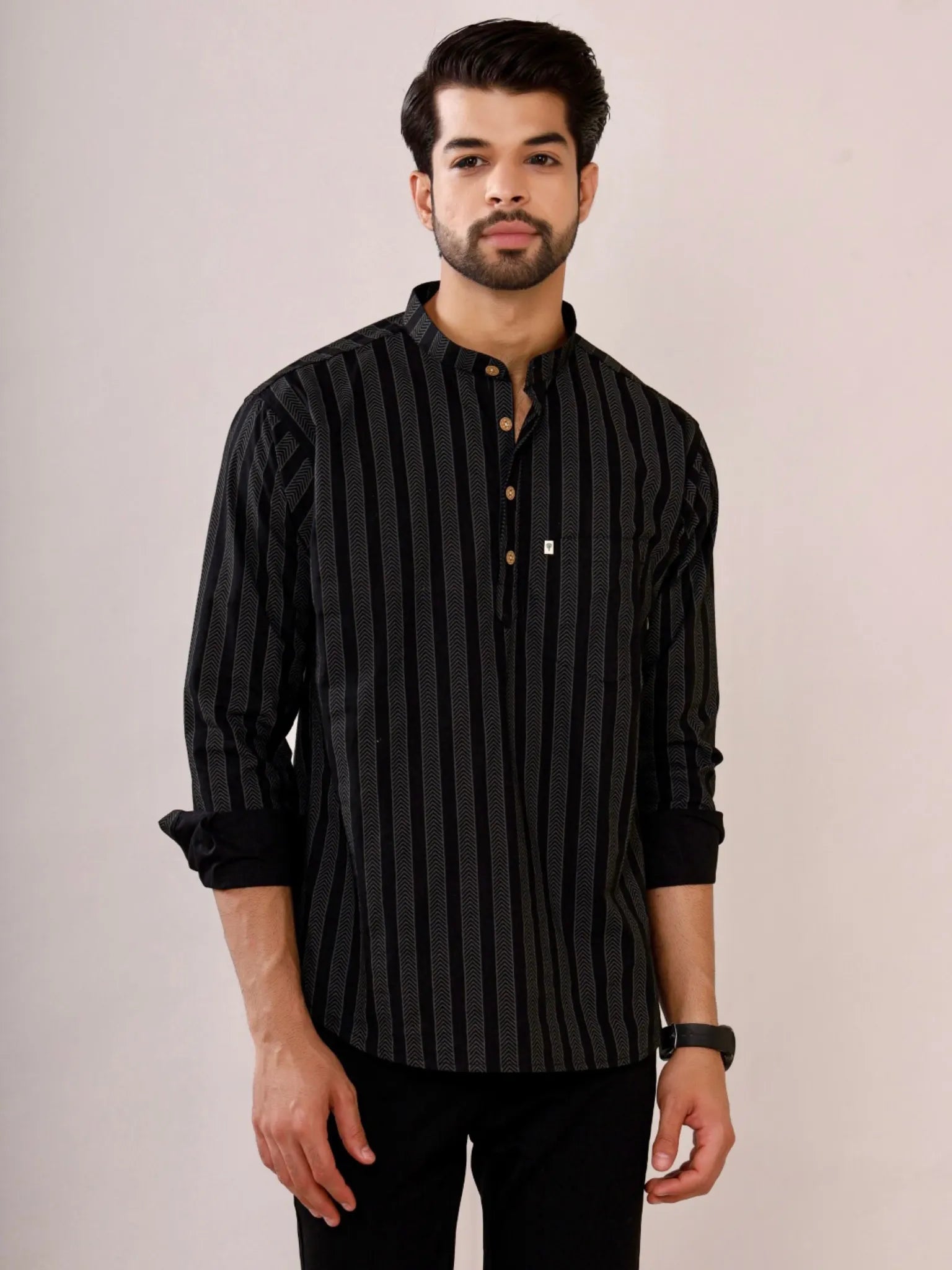 black grey lining short kurta