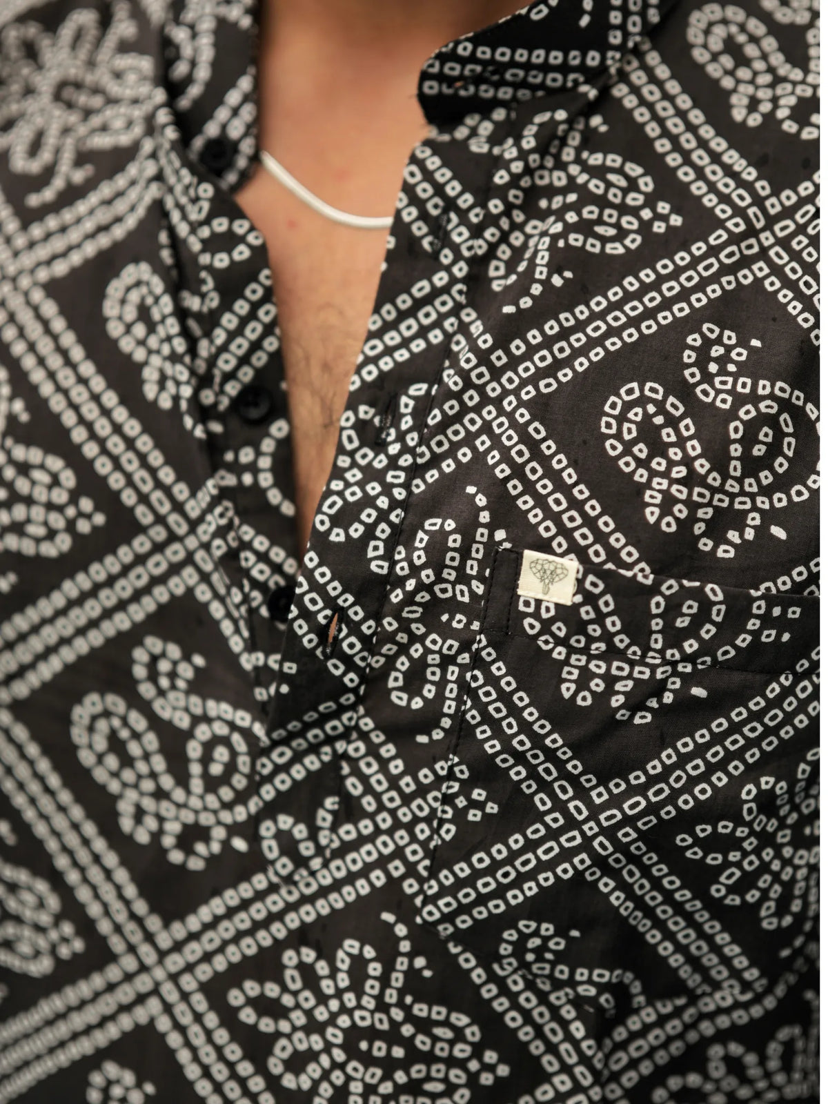 Black Bandhani printed Short Kurta